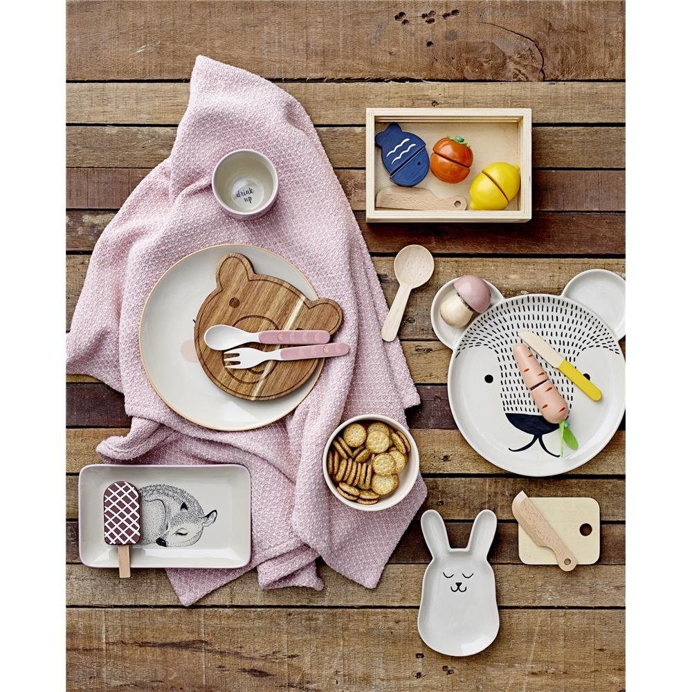 Bloomingville Kindergeschirr-Set Smilla Plate, Teller weiß Hase Keramik  Kinderteller Osterteller dänisches Design