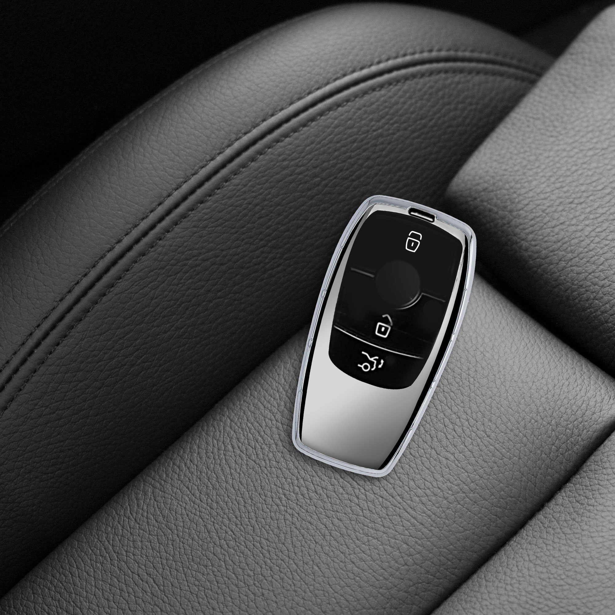 kwmobile Schlüsseltasche, Autoschlüssel Hülle für Mercedes Benz - TPU  Schutzhülle Schlüsselhülle Cover für Mercedes Benz Smart Key Autoschlüssel  (nur Keyless) Schneekugel Sterne Design
