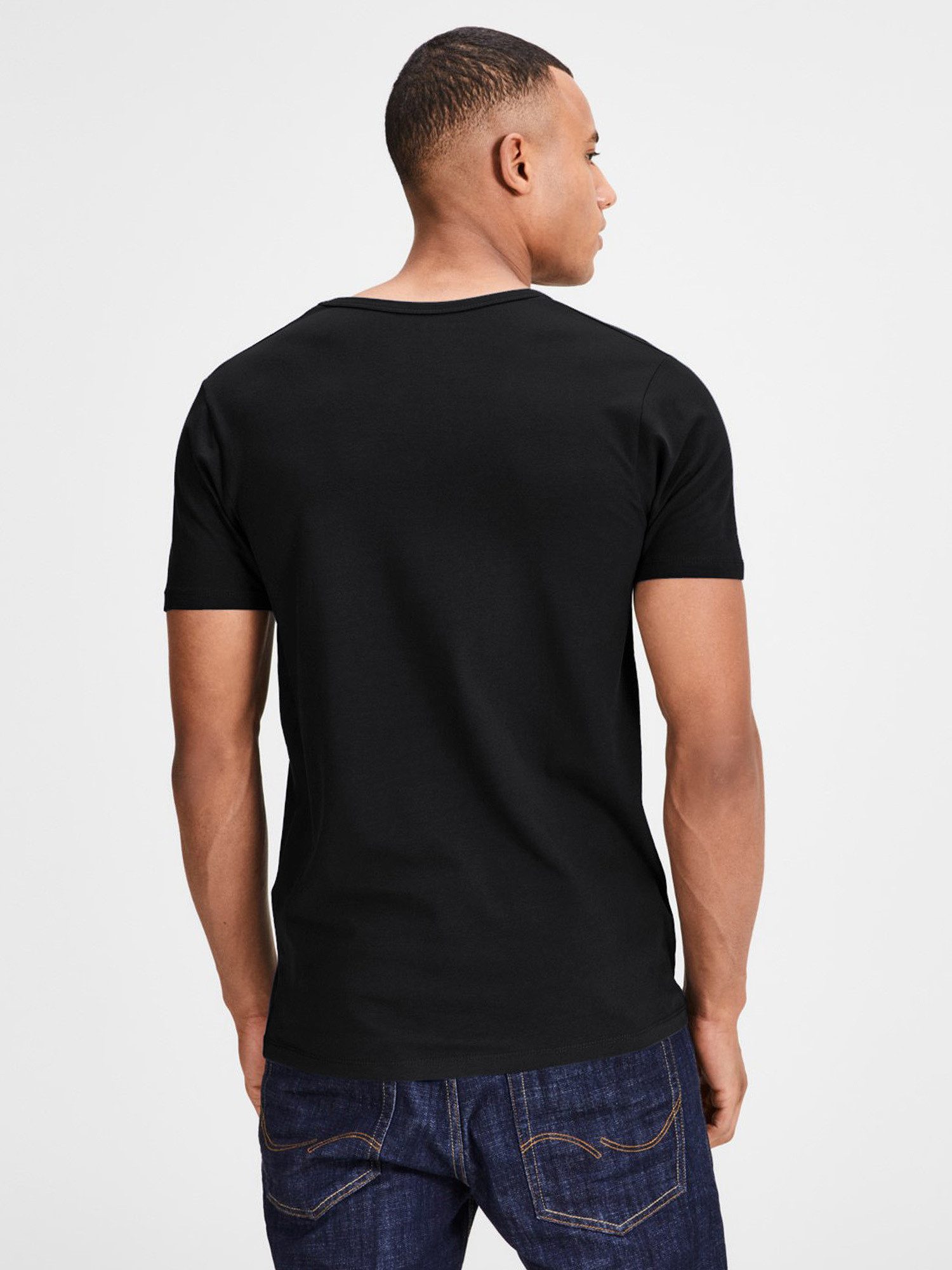 Jack & Jones T-Shirt Basic V-Neck (3-tlg., 3er Pack) etwas länger geschnitten, nicht zu kurz