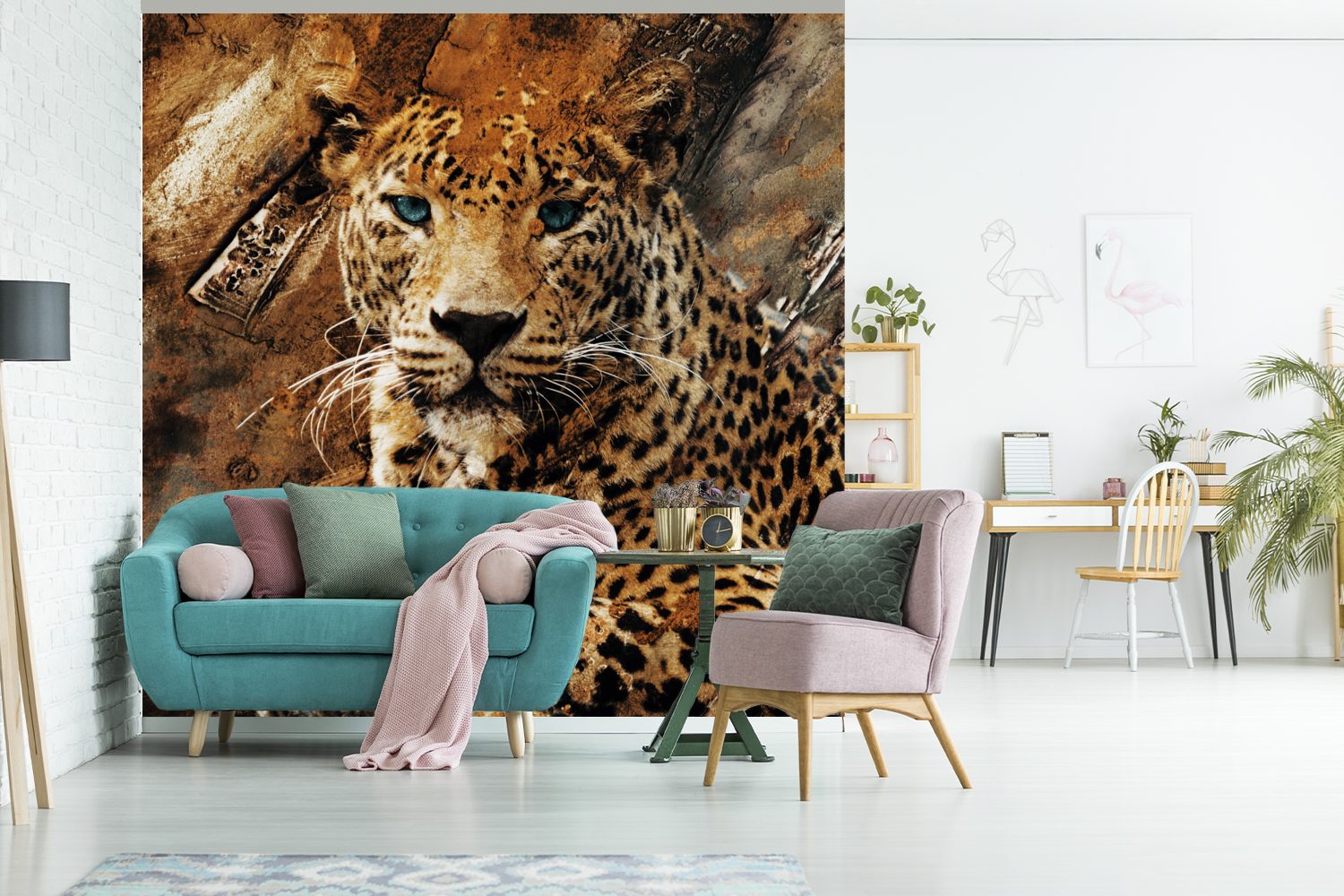 Wandtapete Tiere Schlafzimmer, Fototapete Tapete Wohnzimmer Leopard bedruckt, (5 Matt, Vinyl - Wild, oder St), MuchoWow für -