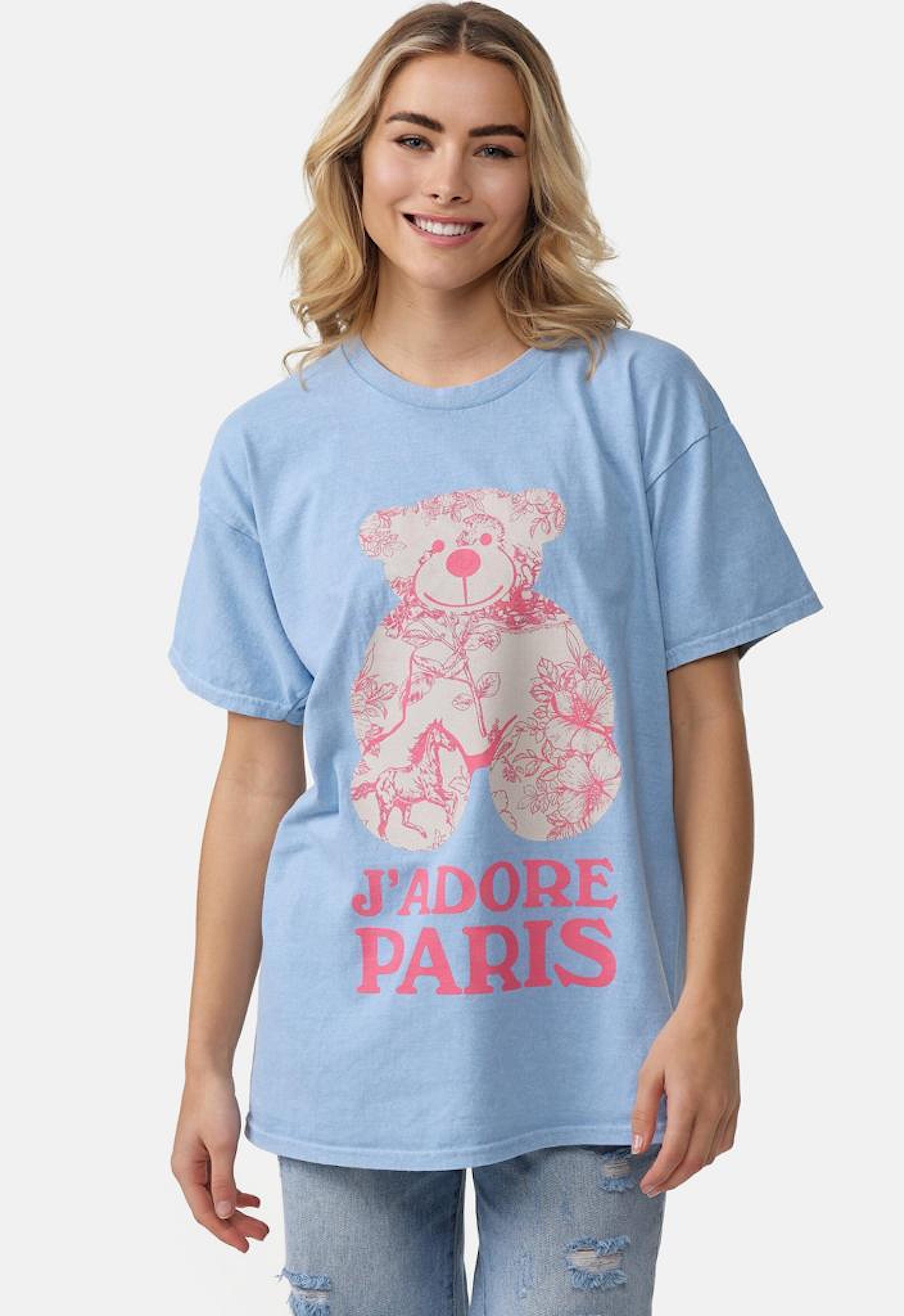 T-Shirt Teddy Worldclassca T-Shirt Oberteil Sommer Blau Paris Tee Worldclassca