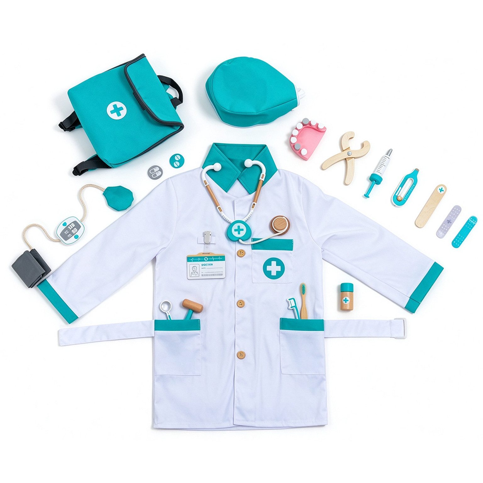 Esun Spielzeug-Arztkoffer Arztkoffer Kinder, Doktor Kostüm mit Stethoskop, Arztspielzeug ab 3, (SET, 20-tlg., Komplettset), Geschenk für …