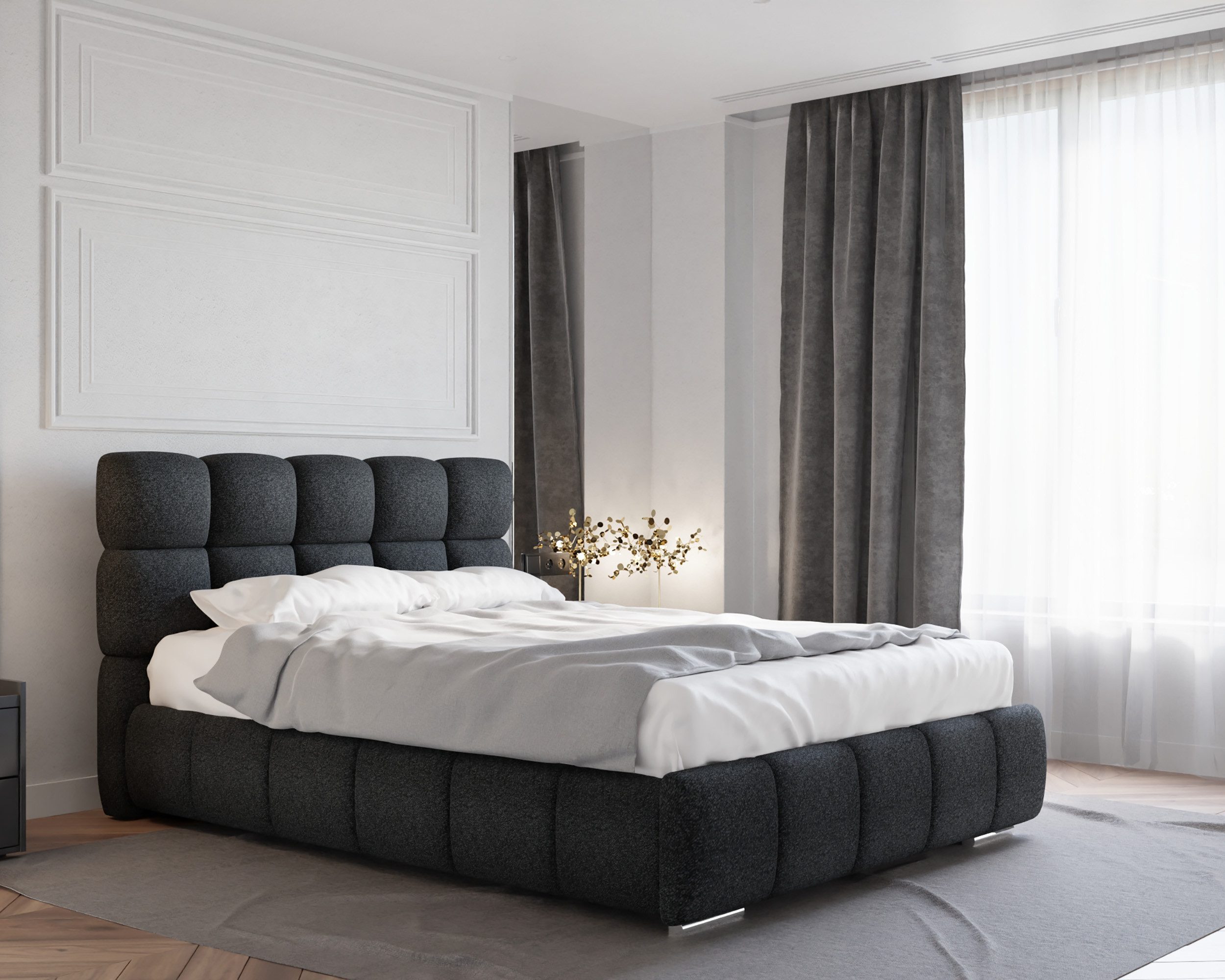 Homesy Polsterbett BLISS Luxus-Bett mit Lattenrost Wahl federkernmatraze, kokosmatratze, (Stabile Rahmenkonstruktion Metallrahmen), Ein Luxusbett in jeder Größe 140x200cm 160x200 cm 180x200cm