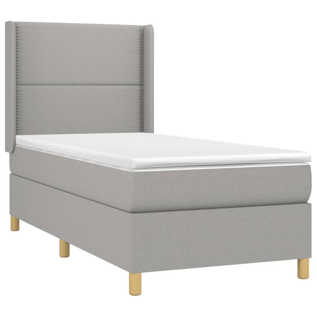 Bett Boxspringbett mit Matratze Hellgrau 90x190 cm Stoff