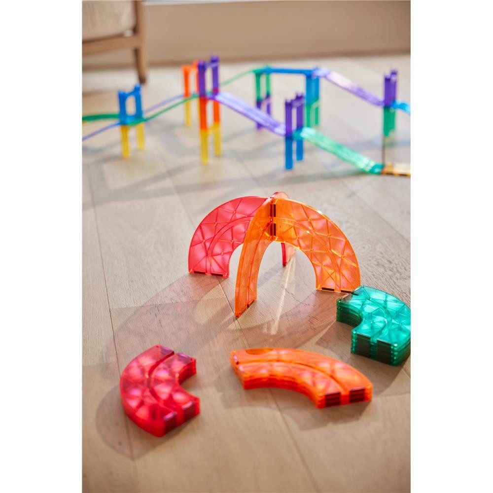 Cleverclixx Cleverclixx Autobahn-Bausatz Erweiterungsset 15 Kurven Magnetspielbausteine, Erweiterungsset Autobahn, Kurventeile, langlebiges Magnetspielzeug