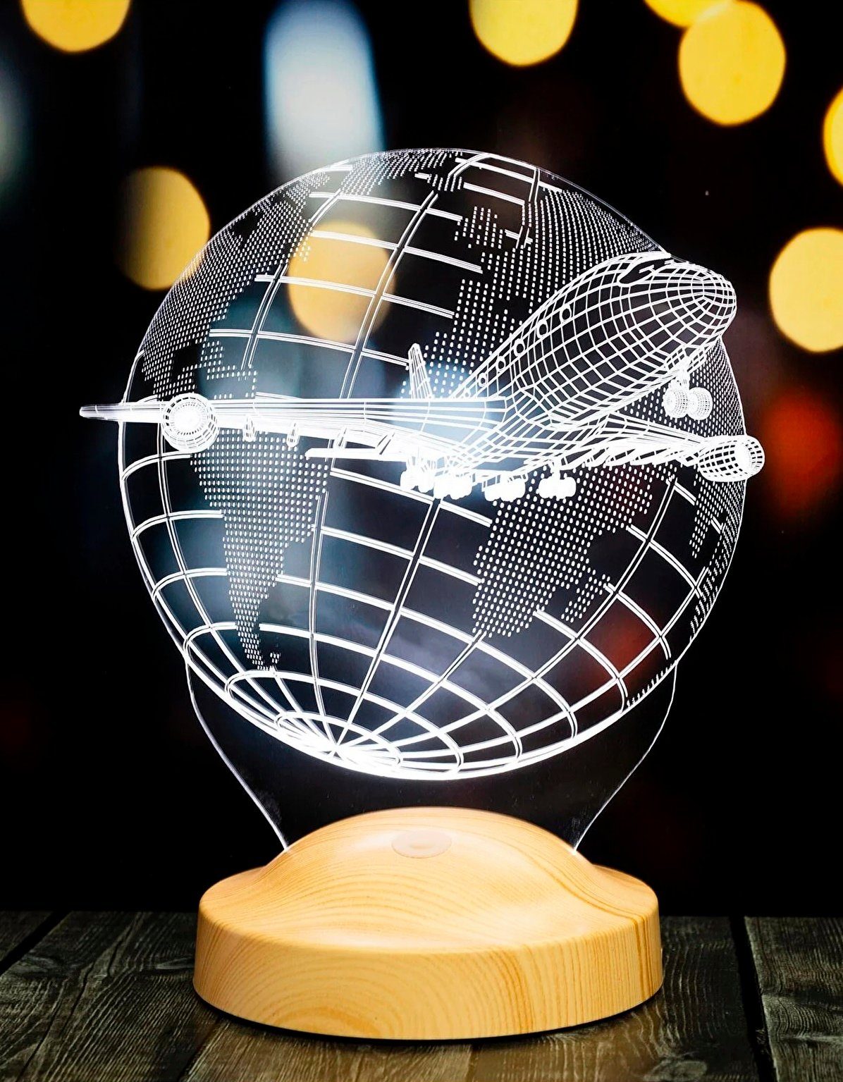 Geschenkelampe LED Nachttischlampe 3D Passagierflugzeug Reiseflugzeug Geschenke für Weltreisende, Leuchte 7 Farben fest integriert, Geschenk für Berufseinstieg, – Bild 4 von 5