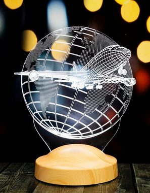 Geschenkelampe LED Nachttischlampe 3D Passagierflugzeug Reiseflugzeug Geschenke für Weltreisende, Leuchte 7 Farben fest integriert, Geschenk für Berufseinstieg, Piloten, Freunde, Kollege, Flugzeugliebhaber