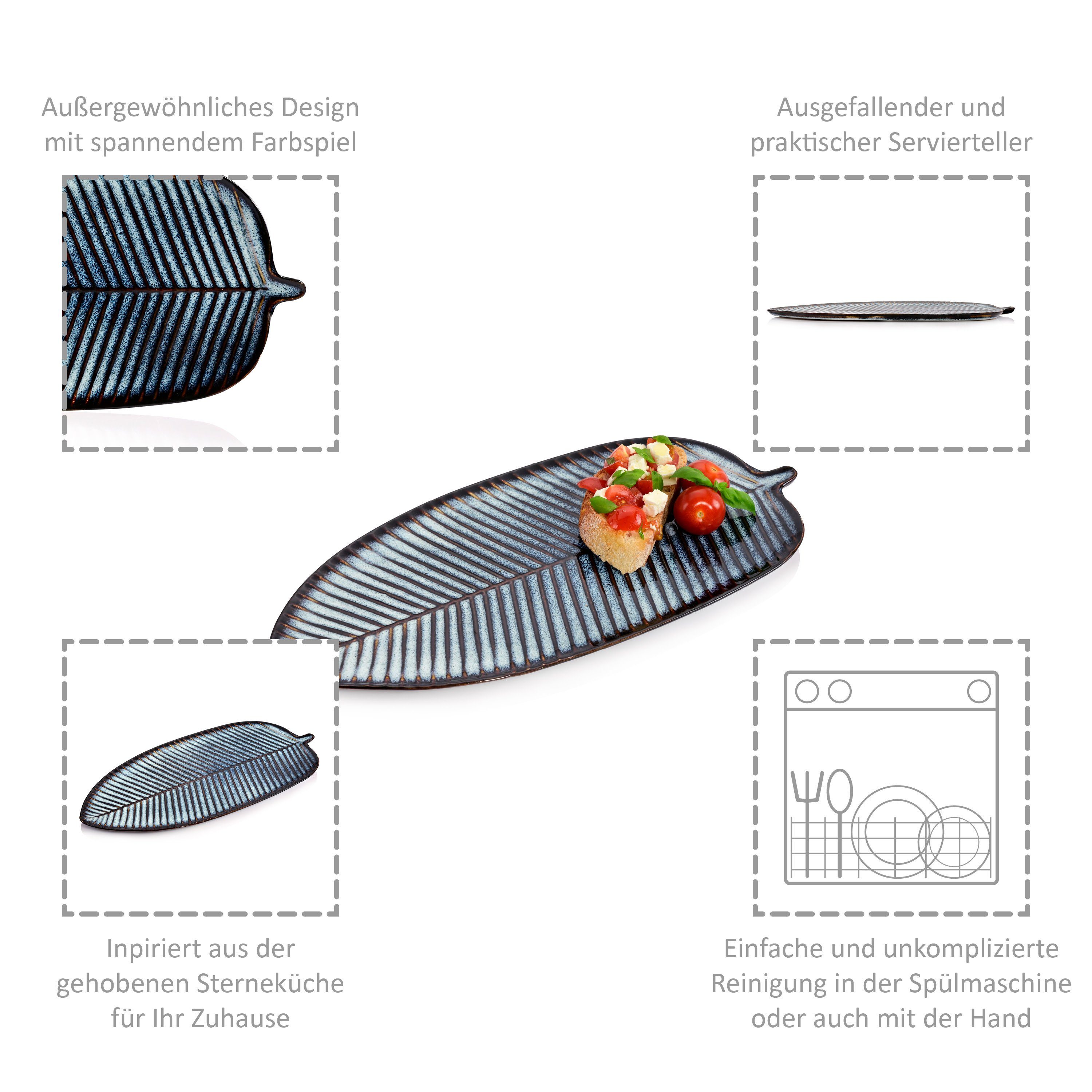 SÄNGER Servierteller Tokio, Steingut, (Set, 1-tlg., Servierplatte), Blau Schwarz, Handemade, Premium Collection
