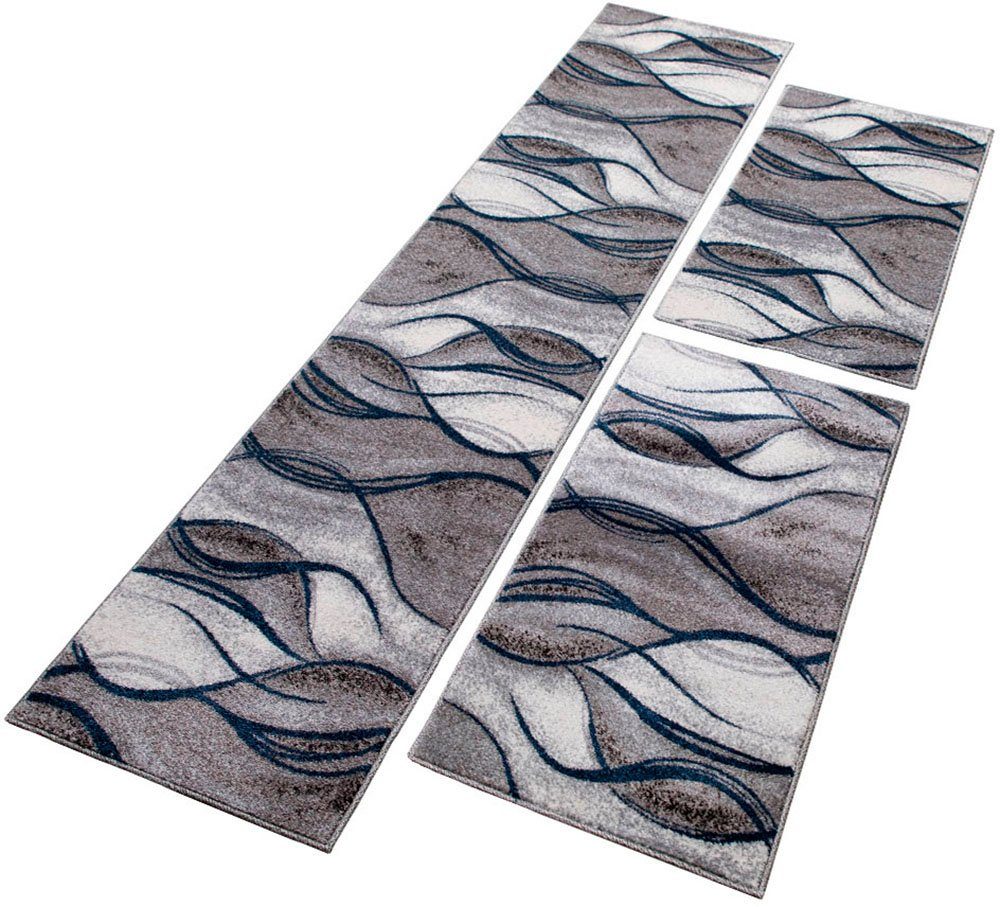 OTTO home Bettumrandung Tritom, Höhe 9 mm, (3-tlg), mit besonders weichem Flor, Kurzflor, modernes Wellen Muster