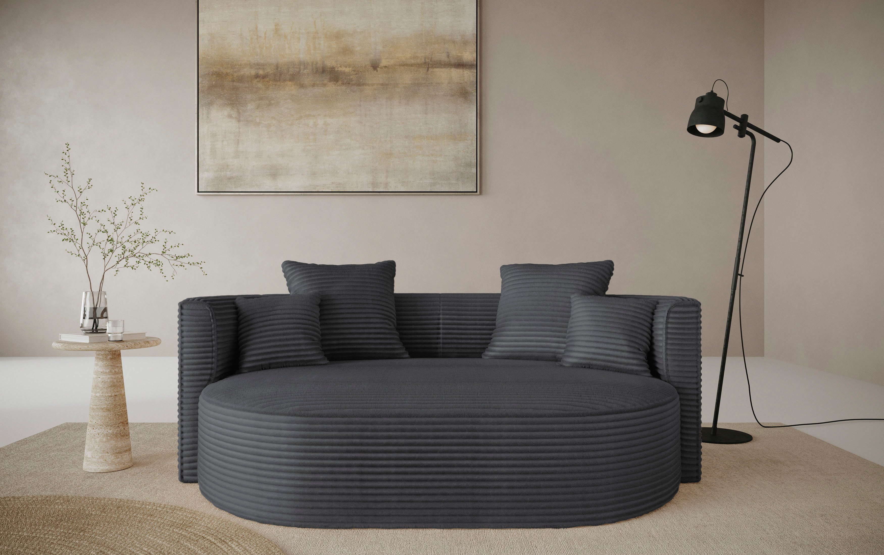 LeGer Home by Lena Gercke 2,5-Sitzer "ISALIE, rundes Loungesofa, mit Kissen günstig online kaufen