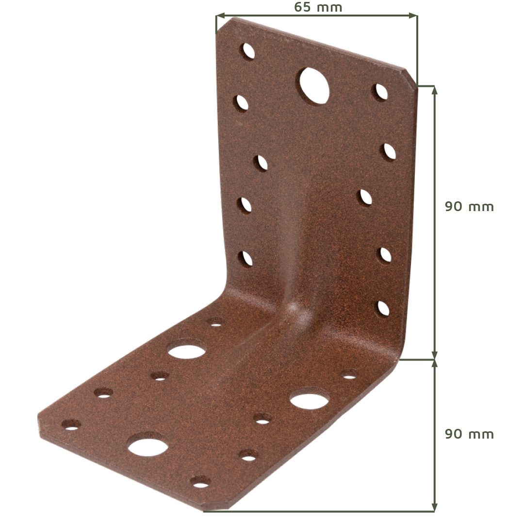 Alberts Holzkonstruktionsbeschlag Schwerlast-Winkelverbinder DURAVIS® 90x90x65 mit Duplexbeschichtet; mm, Rostbraun Sicke