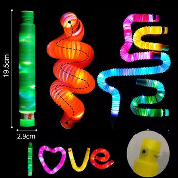 PRECORN Knicklicht 12 Stück LED Pop Tubes Fidget Toy Set Kindergeburtstag Deko, 6 Farben