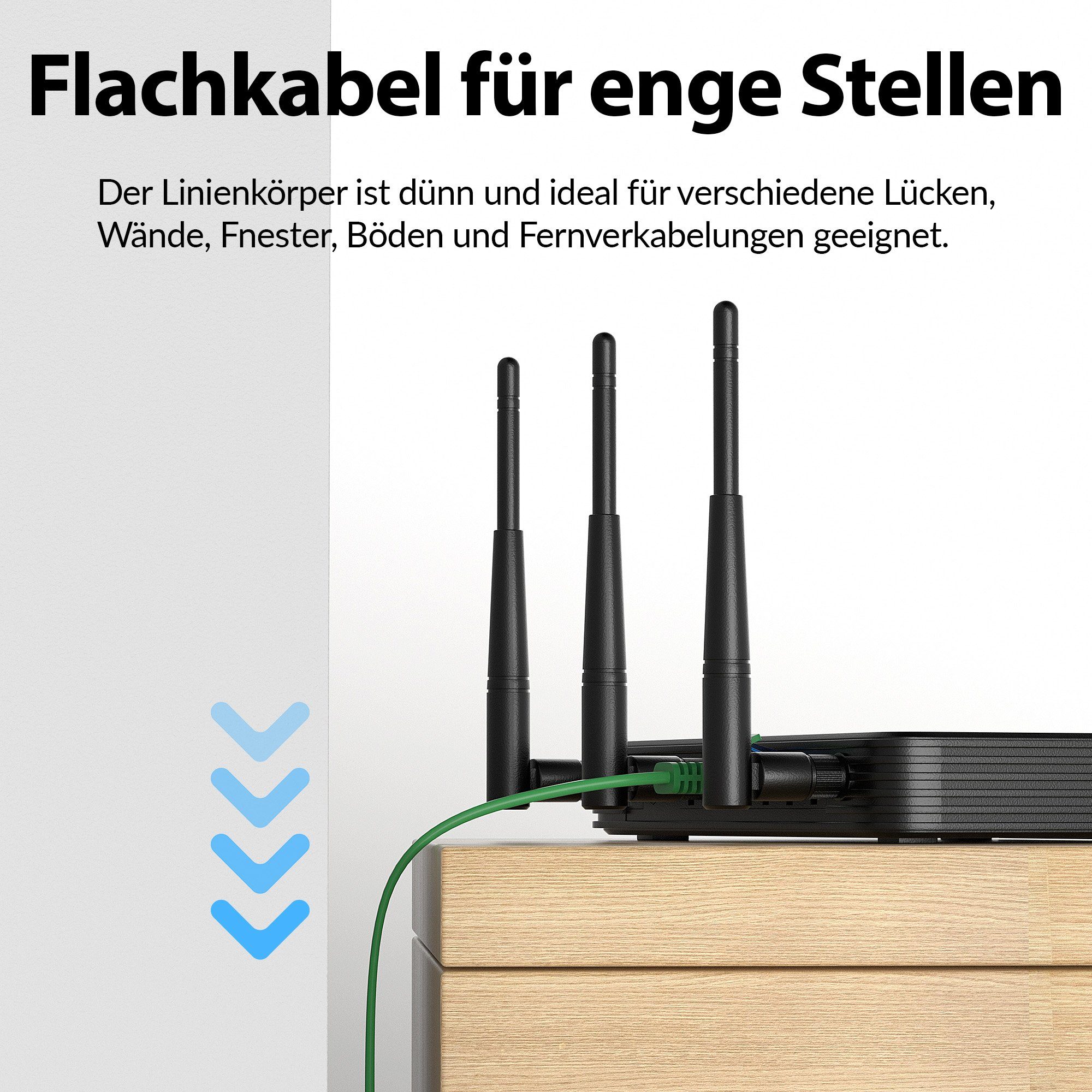 JAMEGA CAT 7 Flachkabel, RJ45 LAN Ethernet Patchkabel Netzwerk LAN-Kabel, CAT.7, RJ-45 Stecker (Ethernet) (100 cm)