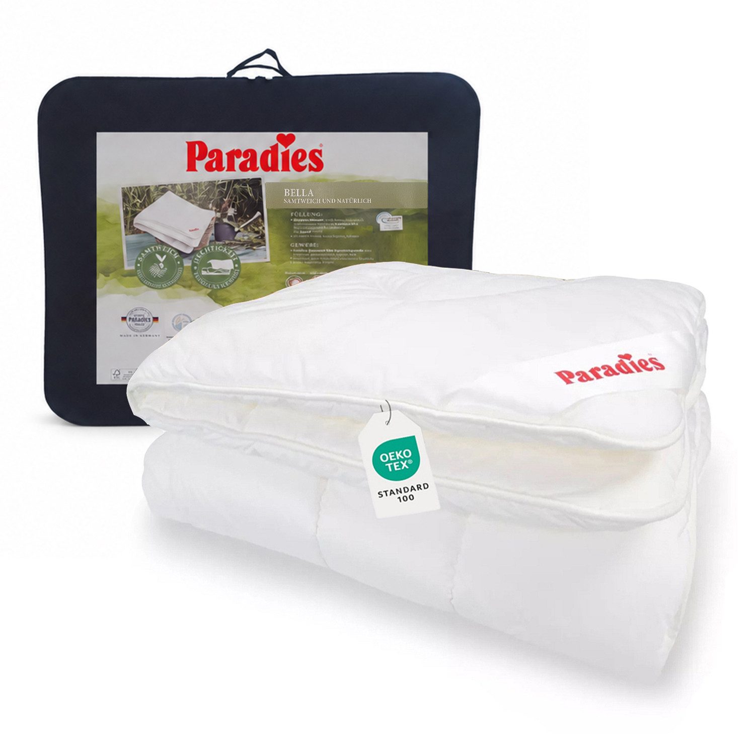 Paradies Kunstfaserbettdecke Paradies Winter Bettdecke Bella extra warm 155x220, Füllung: Paradies Softcell Fasertechnologie für dauerhaft bauschiges Volumen, 80% Polyester (50% recycled), 20% Lyocell, Bezug: 100% Bio- Baumwolle, Deutsche Herstellung, GRS zertifiziert
