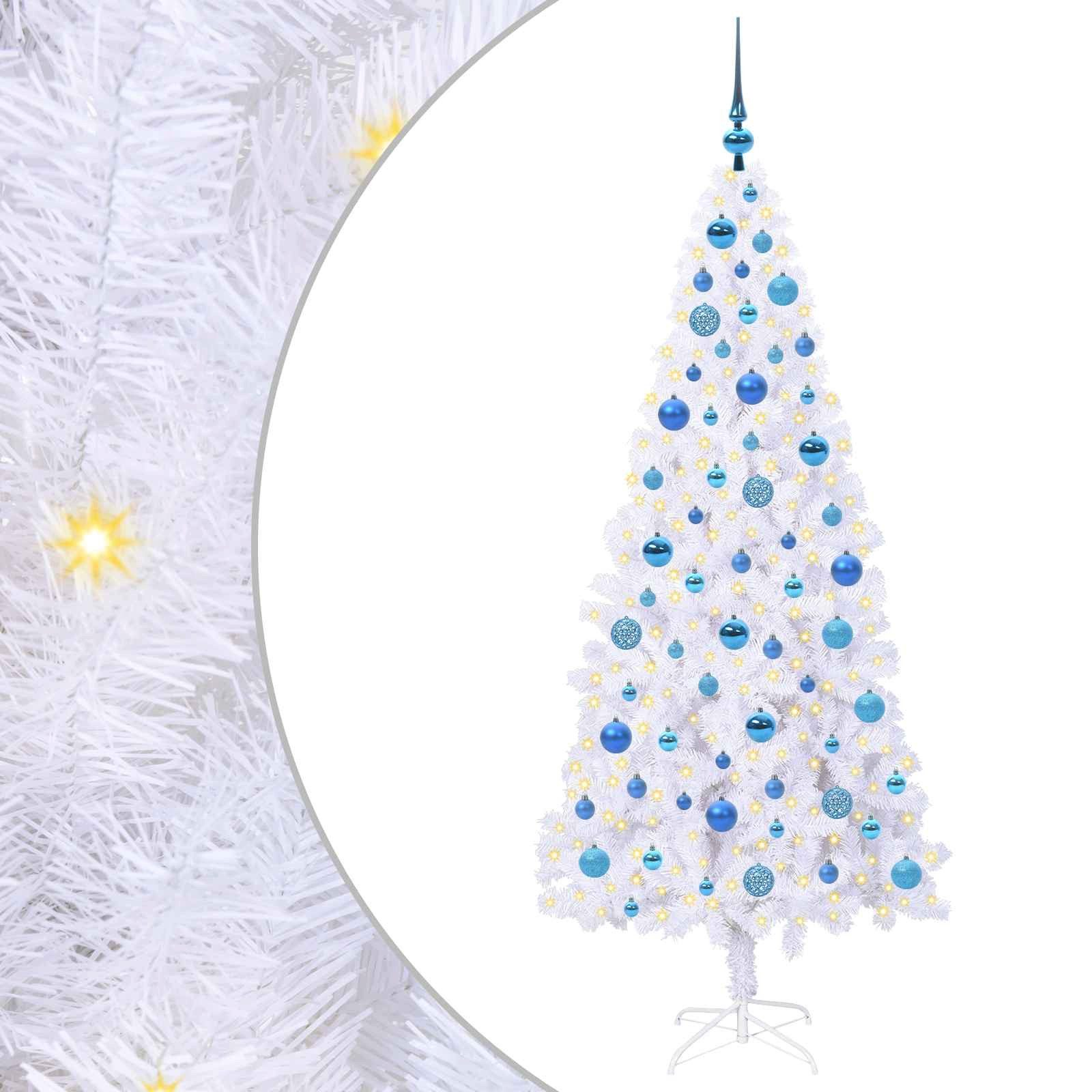 vidaXL Künstlicher Weihnachtsbaum Künstlicher Weihnachtsbaum Weiß 180 cm PVC und Stahl