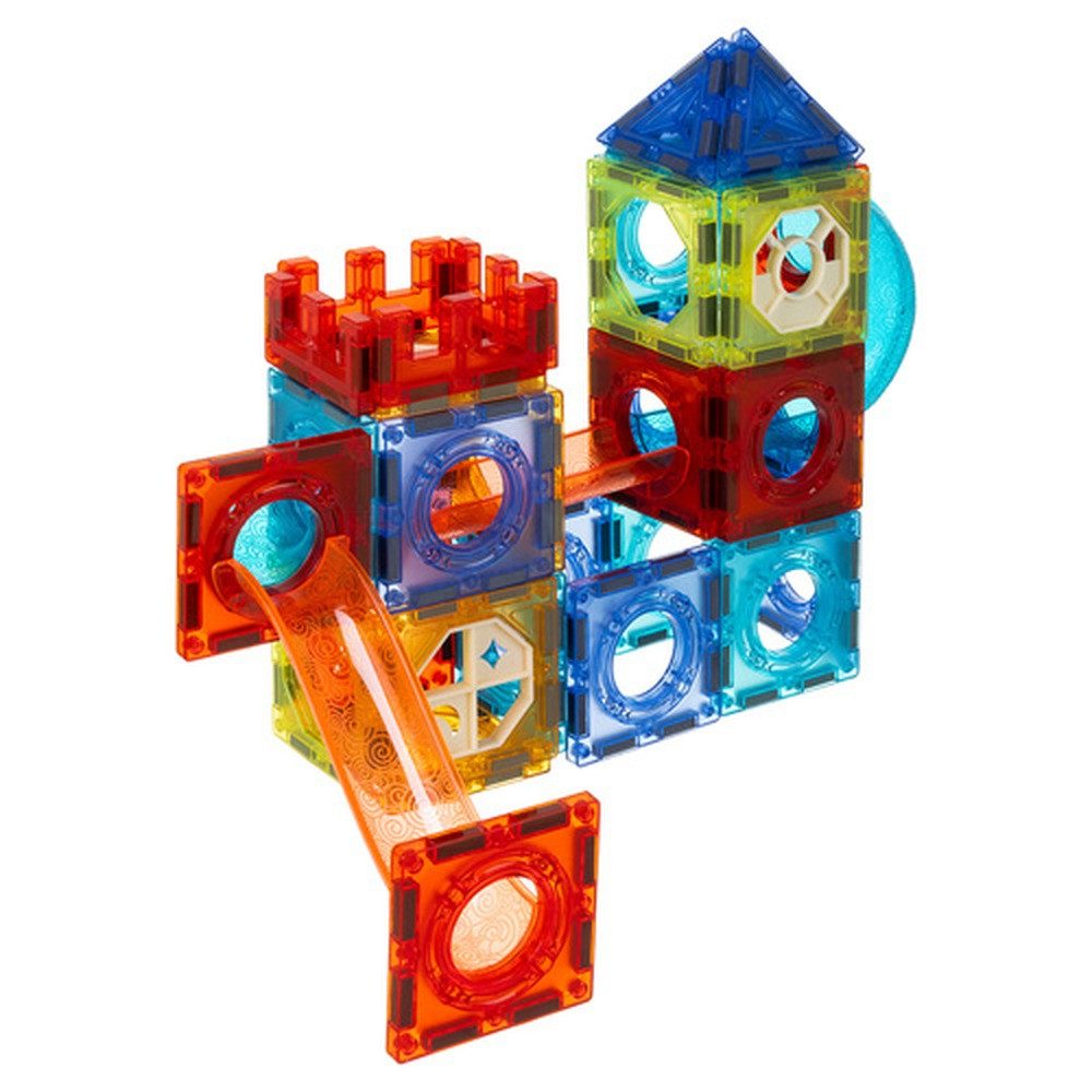ISO TRADE Kugelbahn Magnetische Bausteine 3D, (Spar-Set, kompatibel), Flächige und räumliche Strukturen sowie dynamische Kugelbahnen