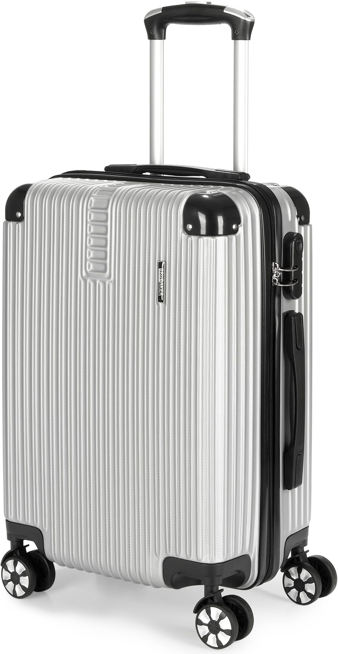 BRUBAKER Handgepäckkoffer London - Handgepäck Koffer Reisekoffer mit Zahlenschloss, 4 Rollen, 37 x 56 x 22 cm - ABS Trolley - Hartschalen Rollkoffer, Größe M