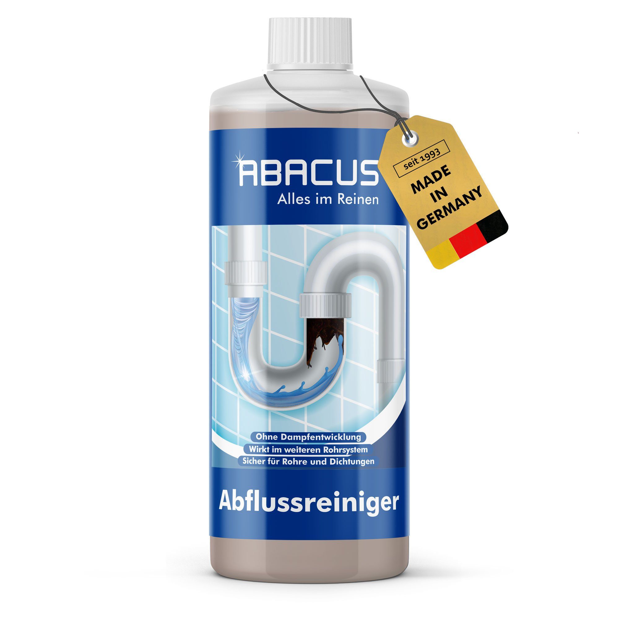 ABACUS Abflussreiniger, Rohrreiniger, Rohrfrei, Abflussfrei Badreiniger (Sicher für Rohre und Dichtungen, [- Wirkt sogar bei stehendem Wasser Löst hartnäckigste Verstopfungen)