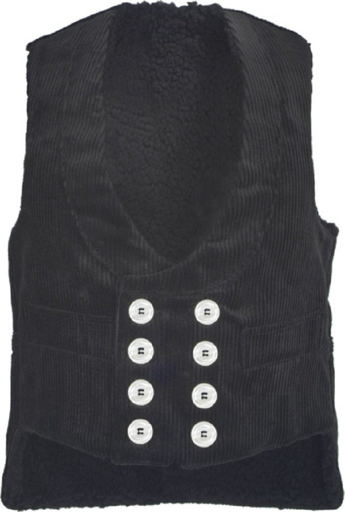 JOB Arbeitsweste Zunftweste Trenkercord schwarz mit Fellfutter Zunftweste, Fellfutter