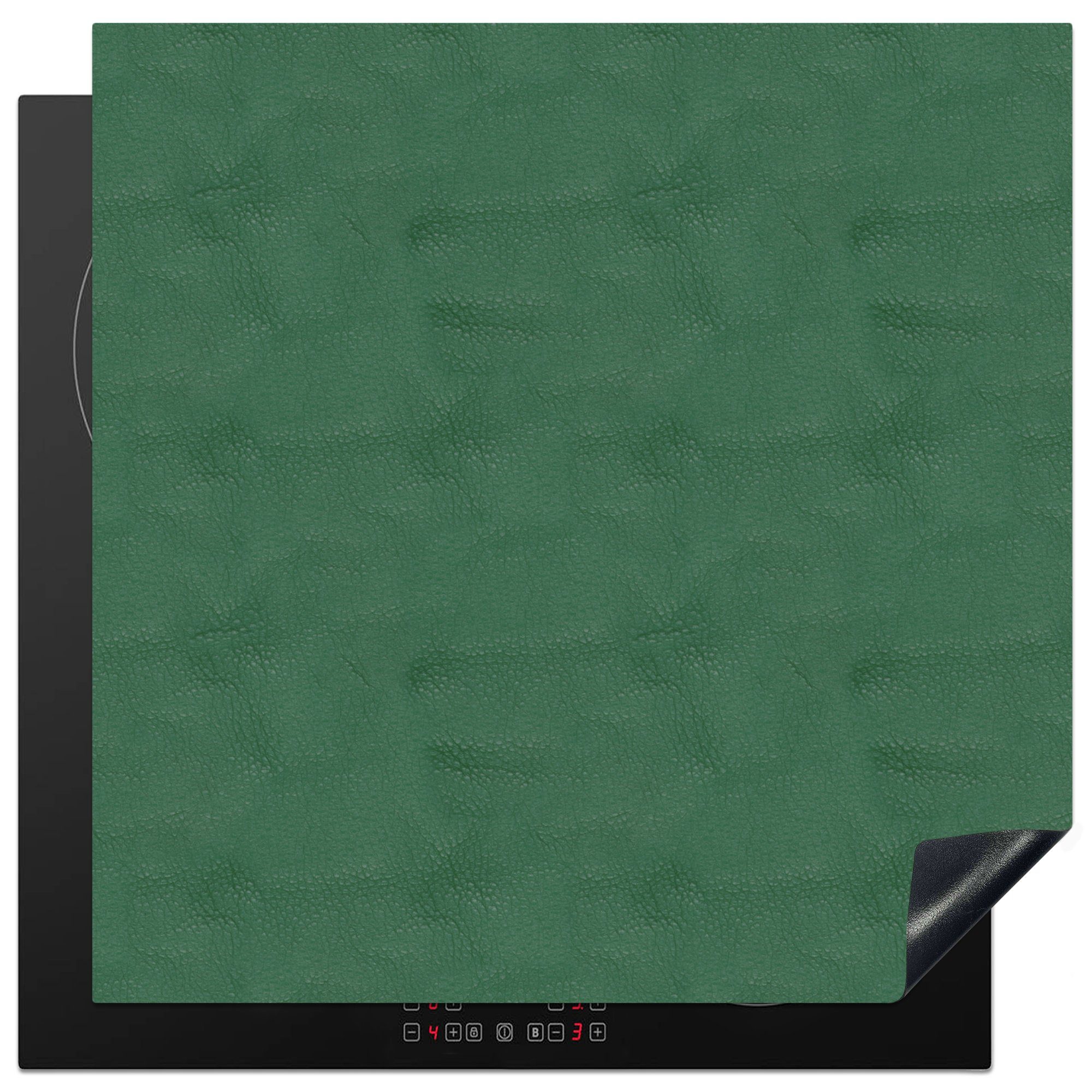 Herdblende-/Abdeckplatte Grün Tiere, - Leder MuchoWow Ceranfeldabdeckung, tlg), küche cm, (1 für 78x78 Vinyl, - Arbeitsplatte Induktionsschutz -