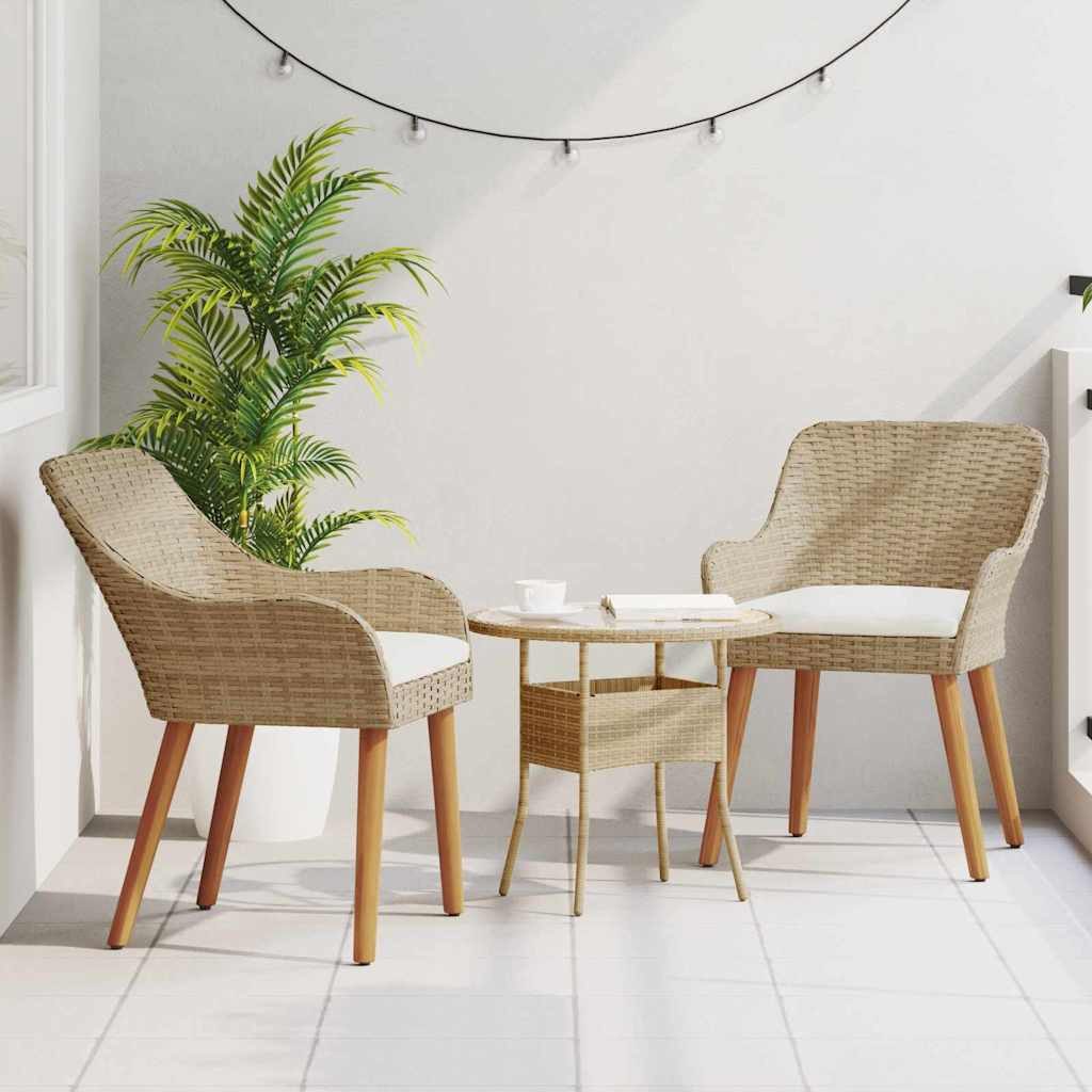 vidaXL Gartenstuhl Gartenstuhl 2 pcs Beige 62,5 x 55 x 82 cm Poly-Rattan (2 St)