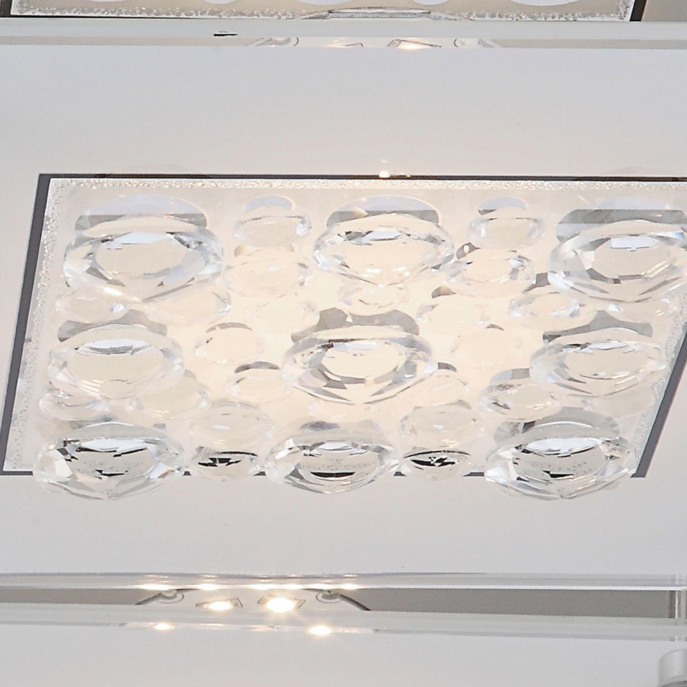 LED verbaut, LED-Leuchtmittel LED fest Warmweiß, Lampe Chrom Deckenleuchte, Wohn Ess Strahler Leuchte Zimmer Kristall Decken etc-shop Glas