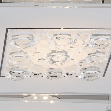 etc-shop LED Deckenleuchte, LED-Leuchtmittel fest verbaut, Warmweiß, LED Decken Lampe Glas Kristall Wohn Ess Zimmer Leuchte Chrom Strahler