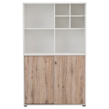 Lomadox Aktenschrank BRAGA-80 weiß mit Wildeiche Nb. 100,1/167,2/41 cm