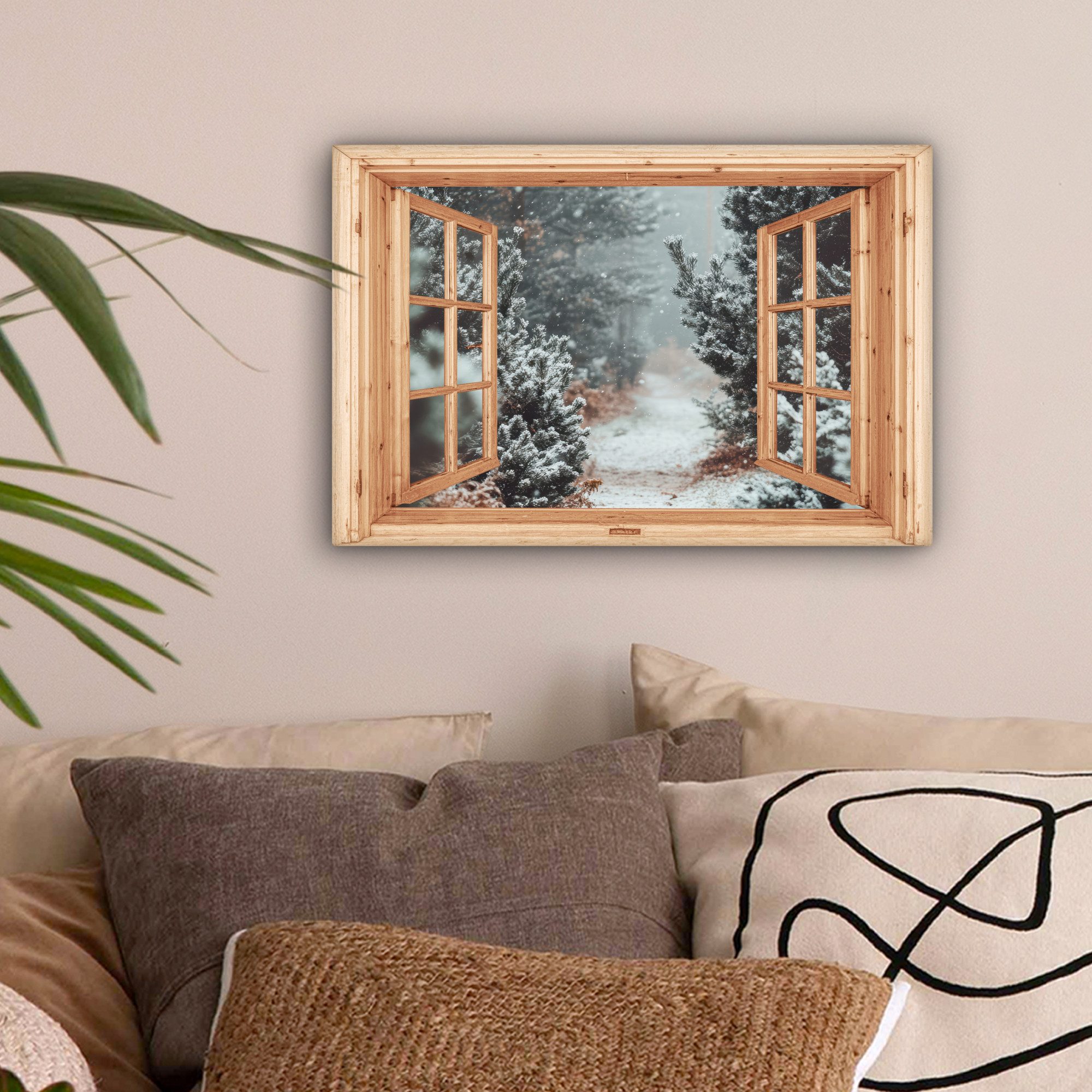 OneMillionCanvasses® Leinwandbild Wald - Winter - Bäume - Natur - Weg - Aus günstig online kaufen
