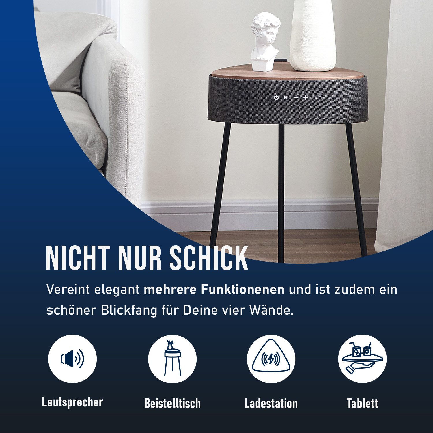 fontastic Mesu Bluetooth Lautsprecher Tisch Wireless Charger Musik-Box Stand-Lautsprecher (24 W, drahtlos BT)