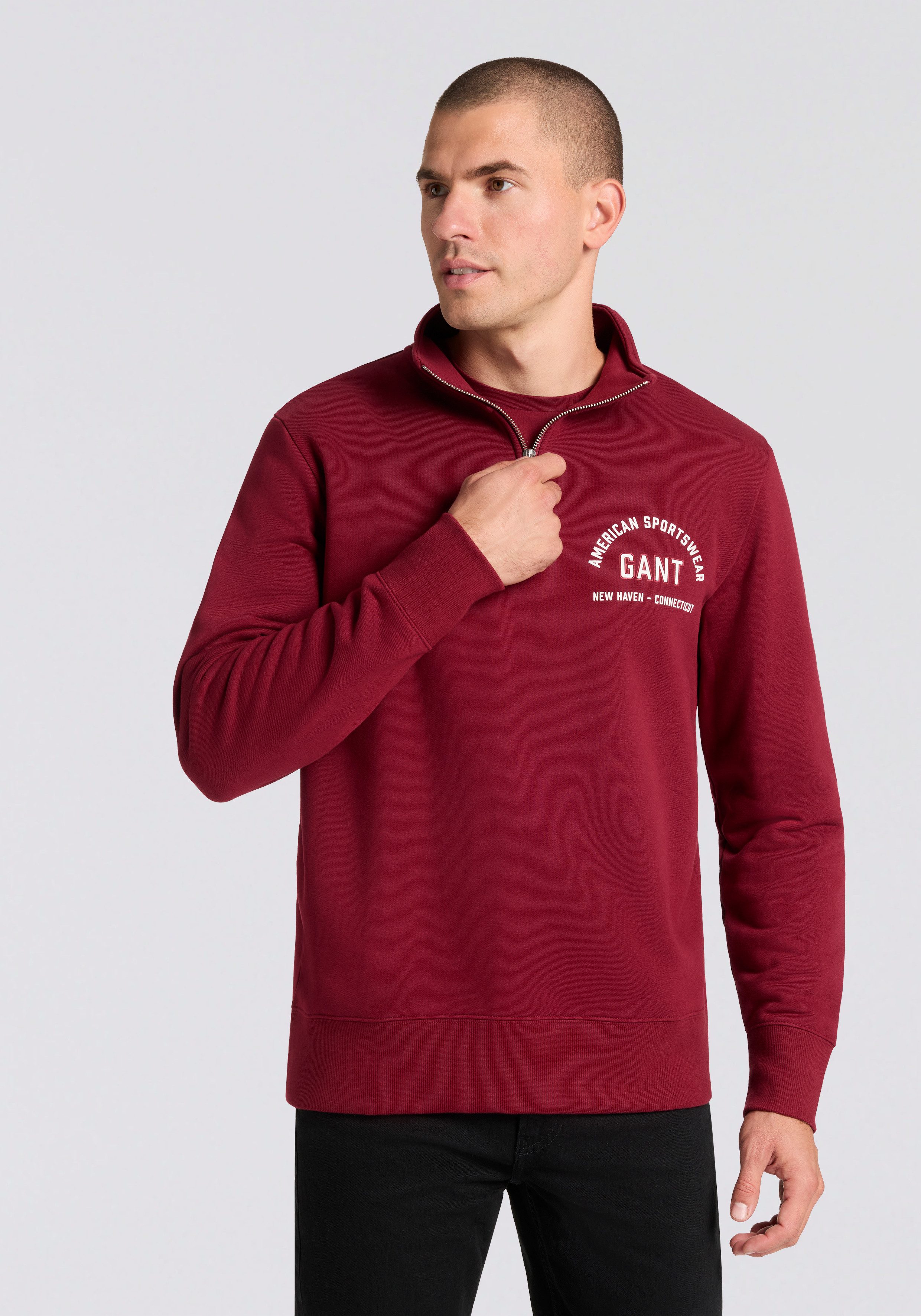 Gant Sweatshirt Stehkragen mit Reißverschluss