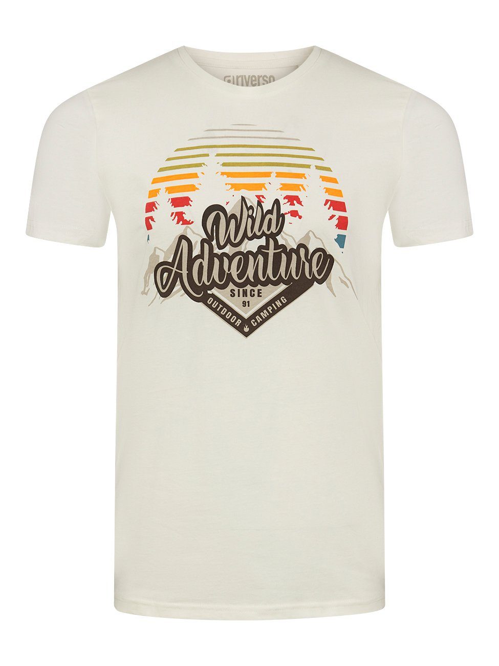 riverso T-Shirt Herren Fotoprintshirt RIVLukas Regular Fit (1-tlg) Kurzarm Tee Shirt mit Rundhalsausschnitt aus 100% Baumwolle Offwhite (DJD)