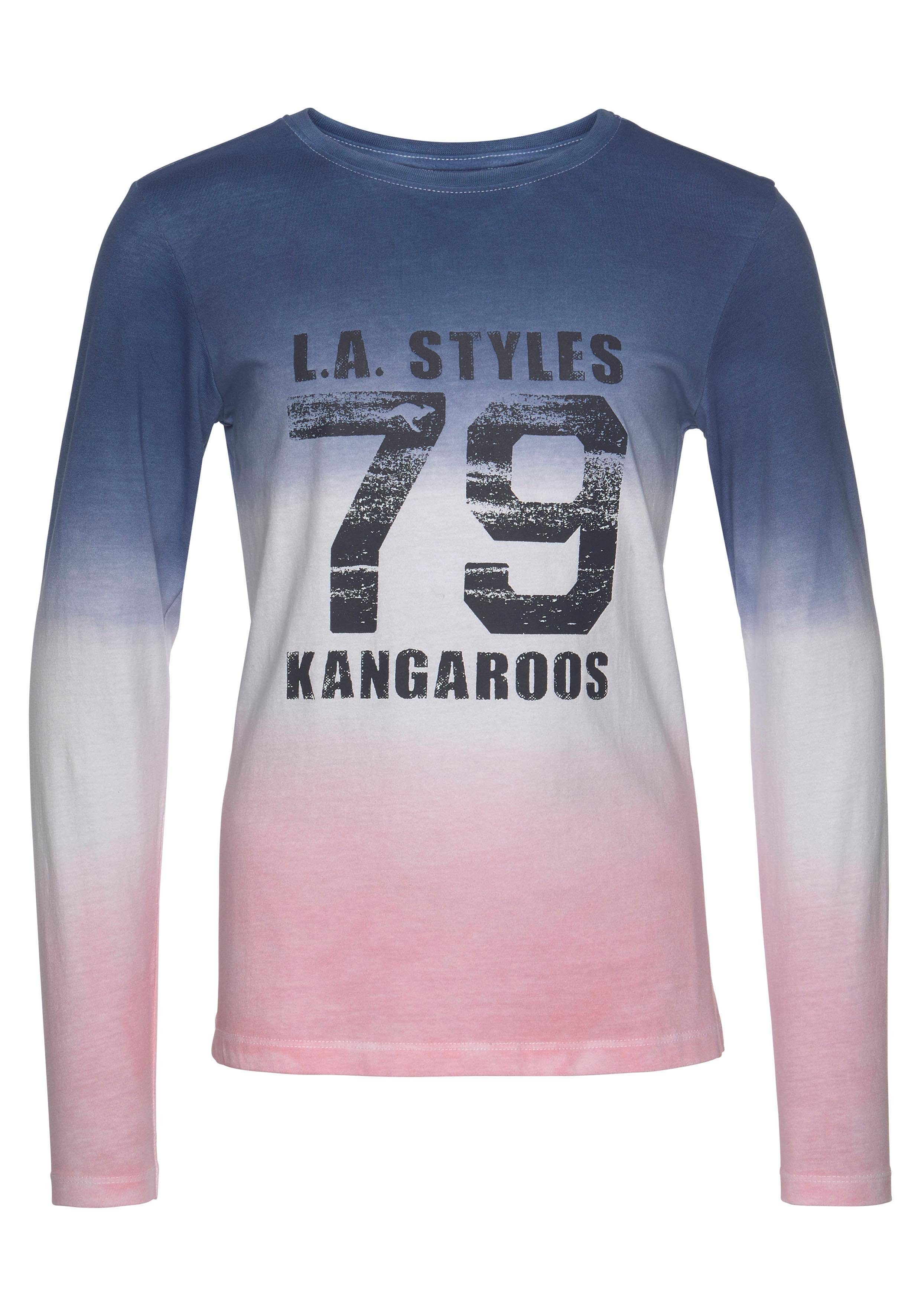 KangaROOS Langarmshirt Langarm, taillierter Schnitt, mit Print, Rundhalsausschnitt. Reduzierter Preis € 20,99. Unverbindliche Preisempfehlung € 29,99, (€ 20,99 pro 1 Stk)