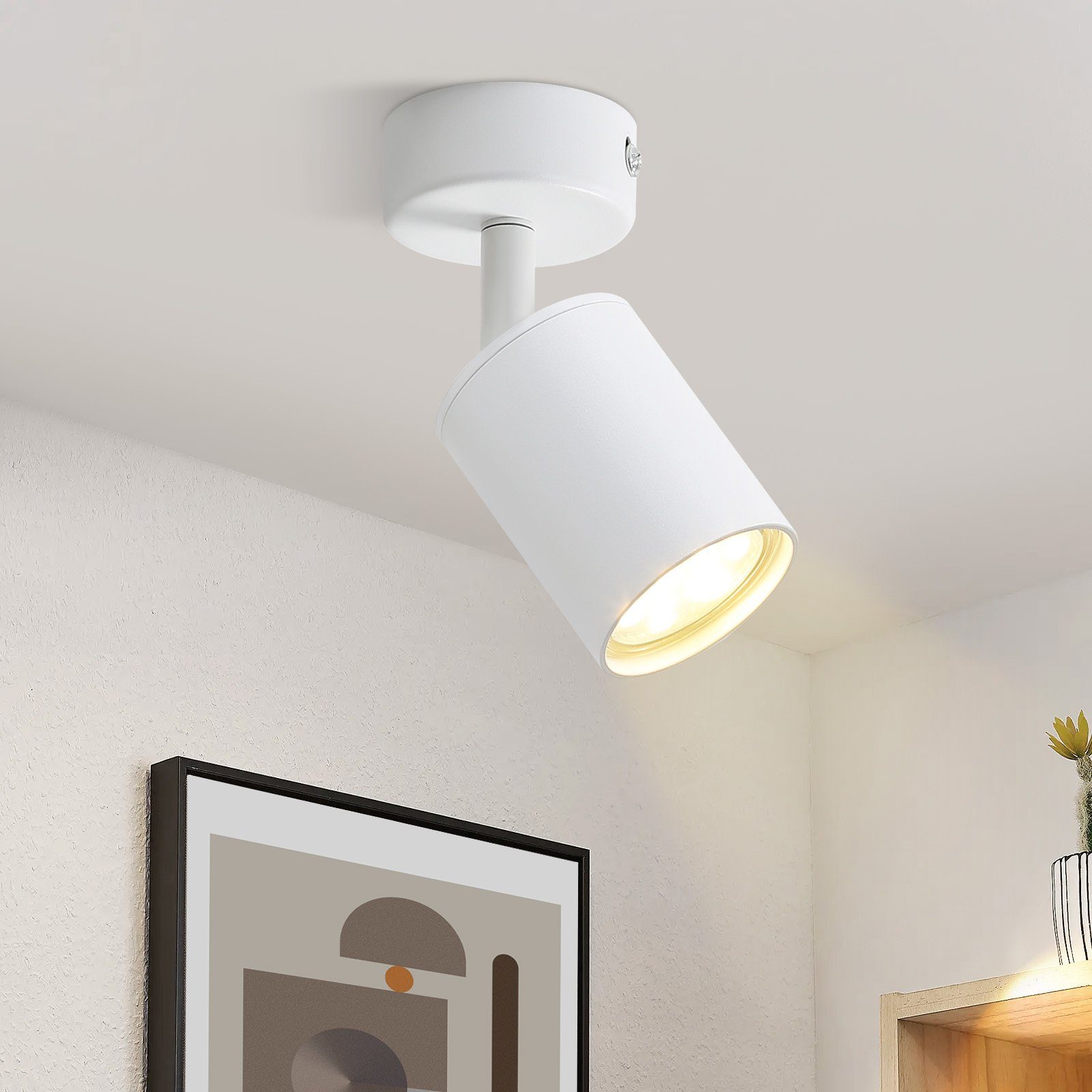 ZMH LED Deckenstrahler Weiß LED Deckenlampe Spots, Modern integriert, GU10 LED Industrial Wandstrahler Flurlampe 1 Flammig Deckenspots fest für Deckenstrahler: Wohnzimmer