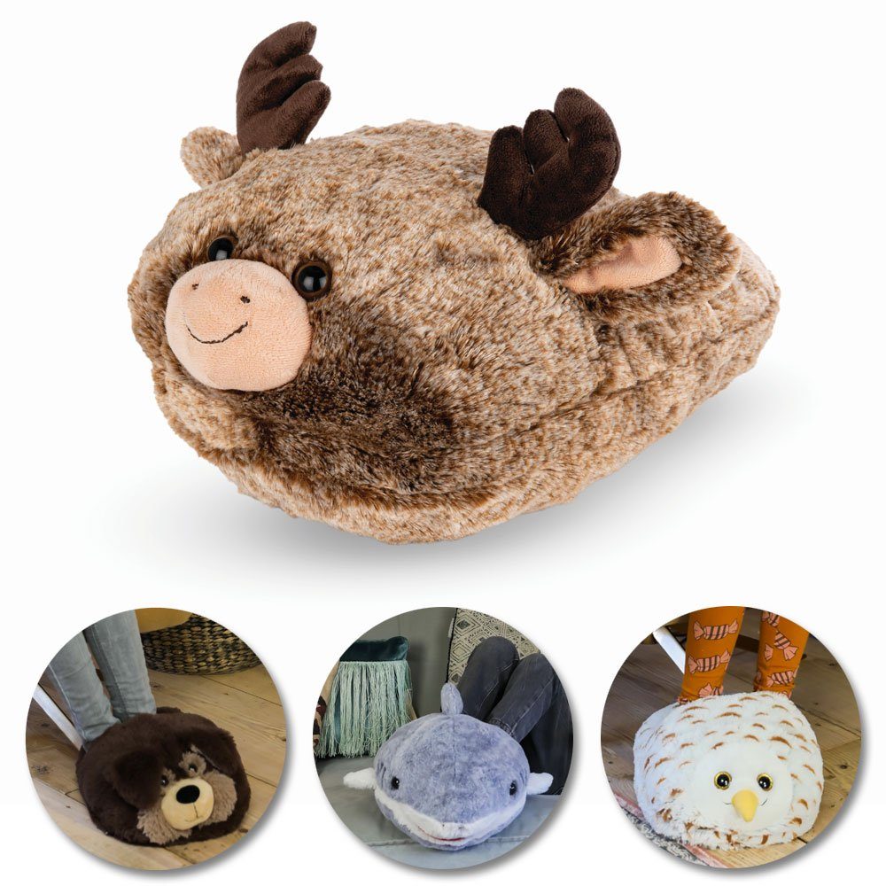 soma Kuscheltier Fußwärmer Kuschel Hausschuhe fußsack kuscheltier warmies Rentier (Set, 1-St., Geschenk-Set), Kuschelwarmies Wärmekissen 35x26cm Geschenke für Mädchen und Jungen