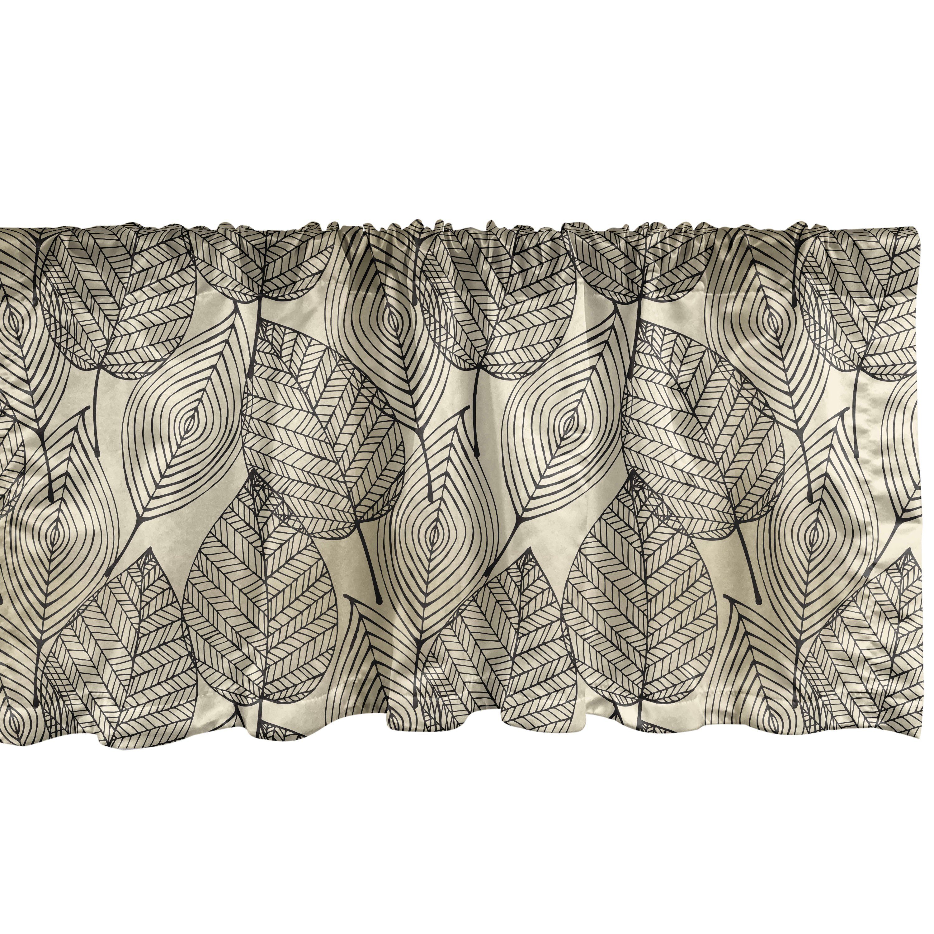 Küche Microfaser, Stangentasche, Pattern Abakuhaus, Beige für Leaves mit Dekor Scheibengardine Autumn Volant Schlafzimmer Vorhang