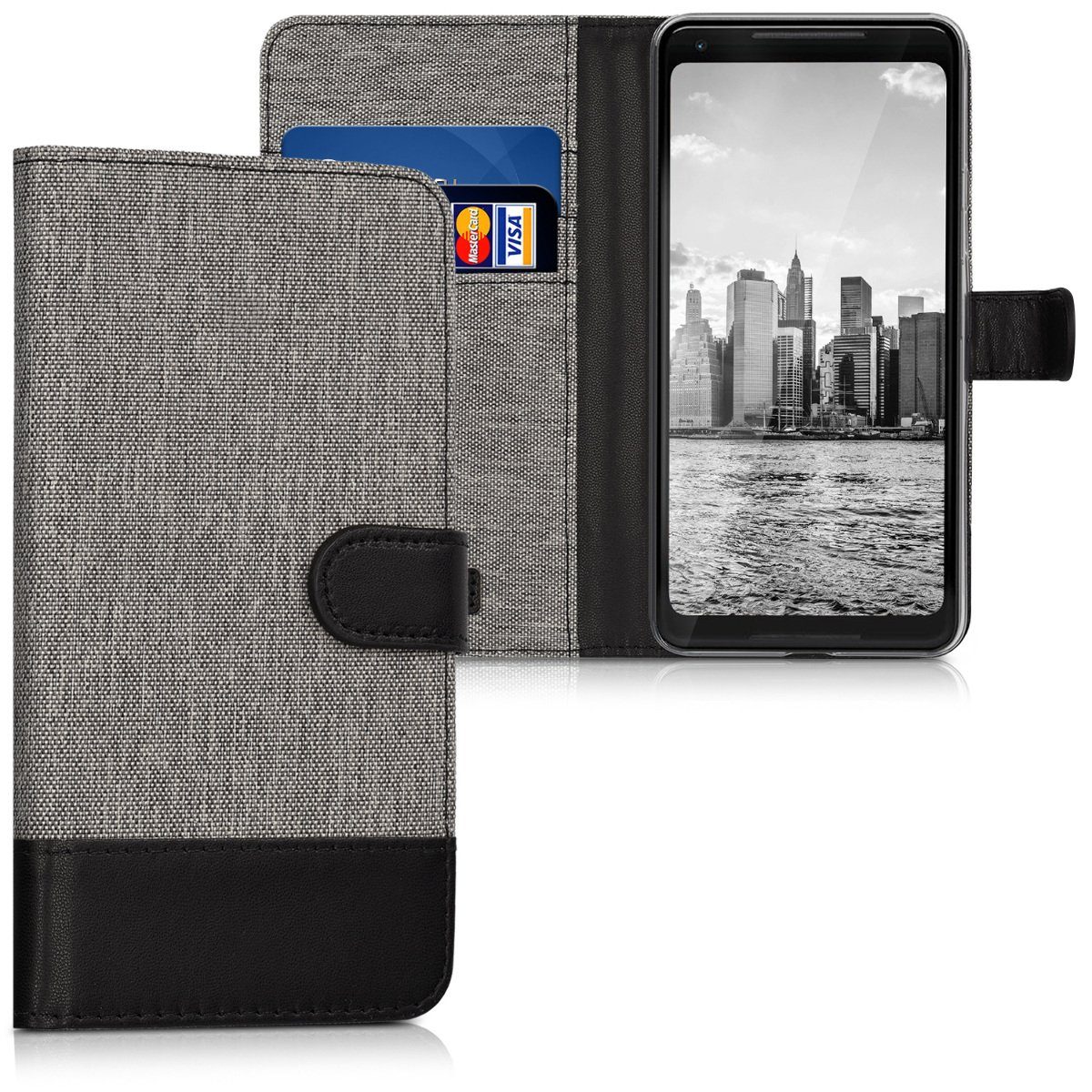 kwmobile Etui Wallet Case für Google Pixel 2 XL, Hülle mit Ständer - Handyhülle Kartenfächer
