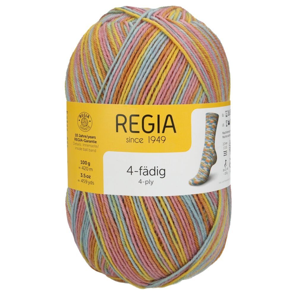 Regia Sockenwolle 4-fädig Wolle zum Socken stricken, häkeln Häkelwolle, 420,00 m (100g Sockengarn 4fädig, Strumpfwolle 4fach, Wolle zum Socken und Strümpfe stricken oder häkeln), trocknergeeignet