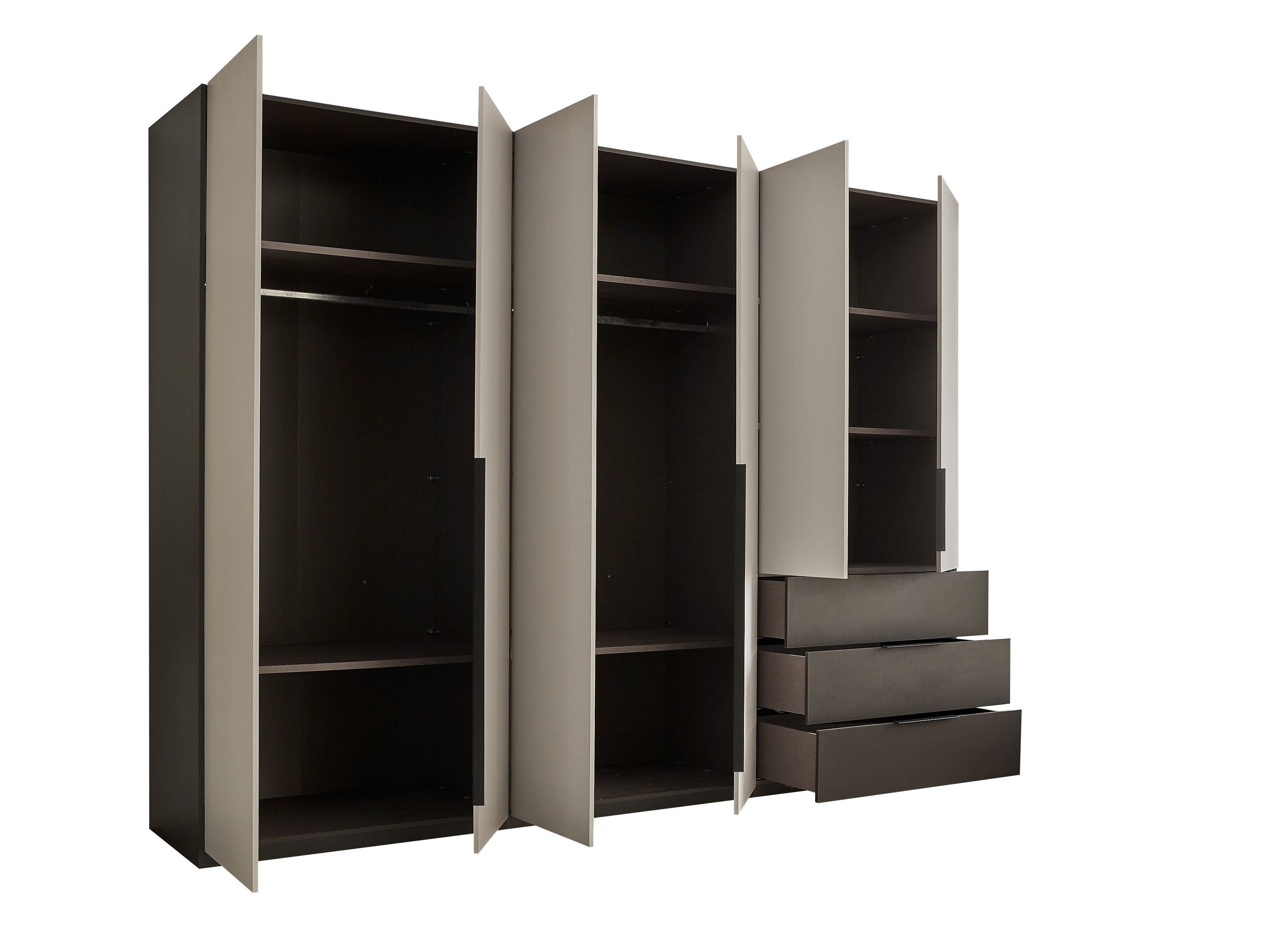 Schlafkontor Kleiderschrank in Grau, Dekorfolie - 300x225,5x60cm (BxHxT)