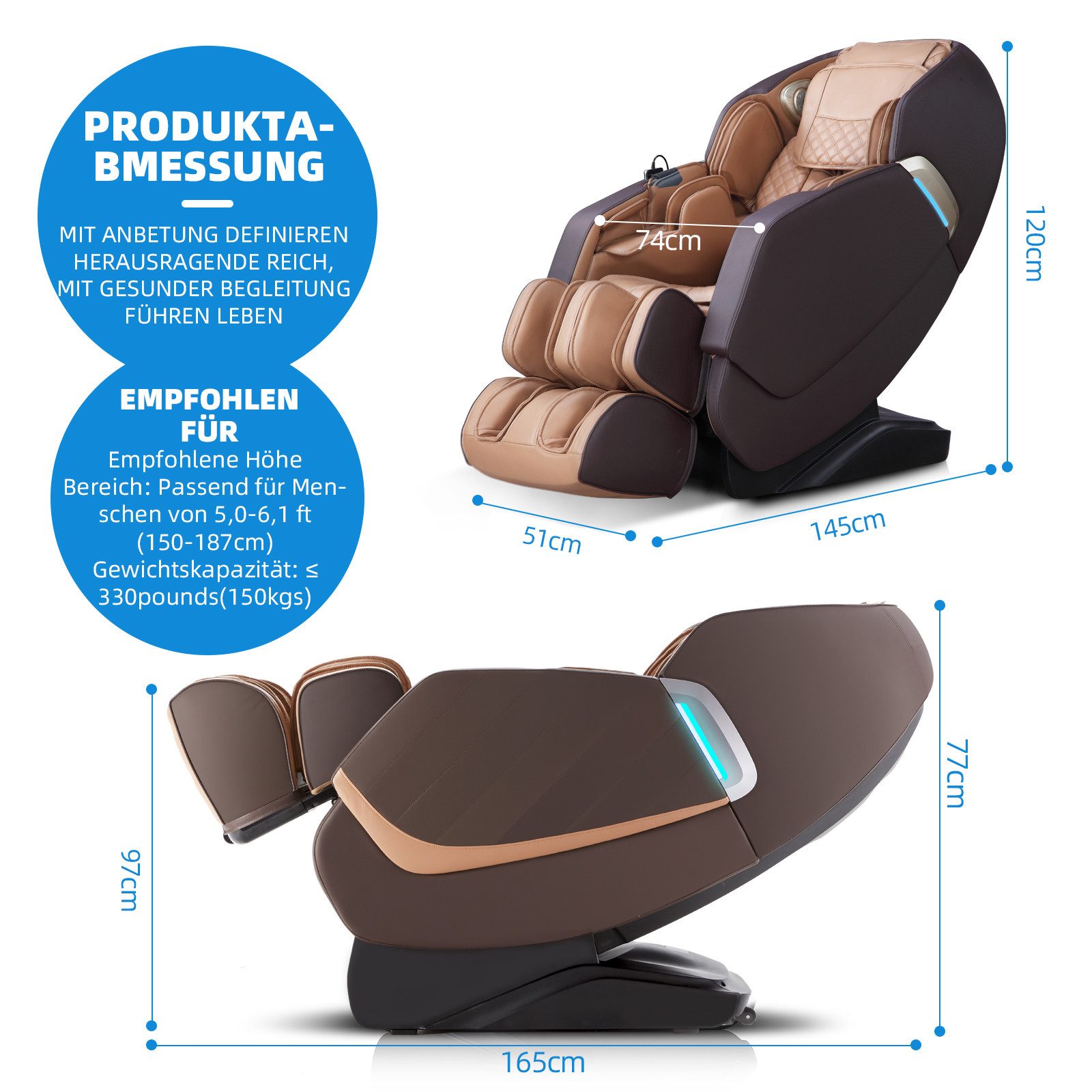 HealthRelife Massagesessel mit Zero-Gravity, 3D Shiatsu, Körperscan, SL-Sch günstig online kaufen