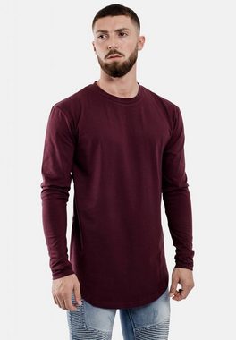Blackskies T-Shirt Side Zip Langarm Longshirt T-Shirt Burgundy X-Large