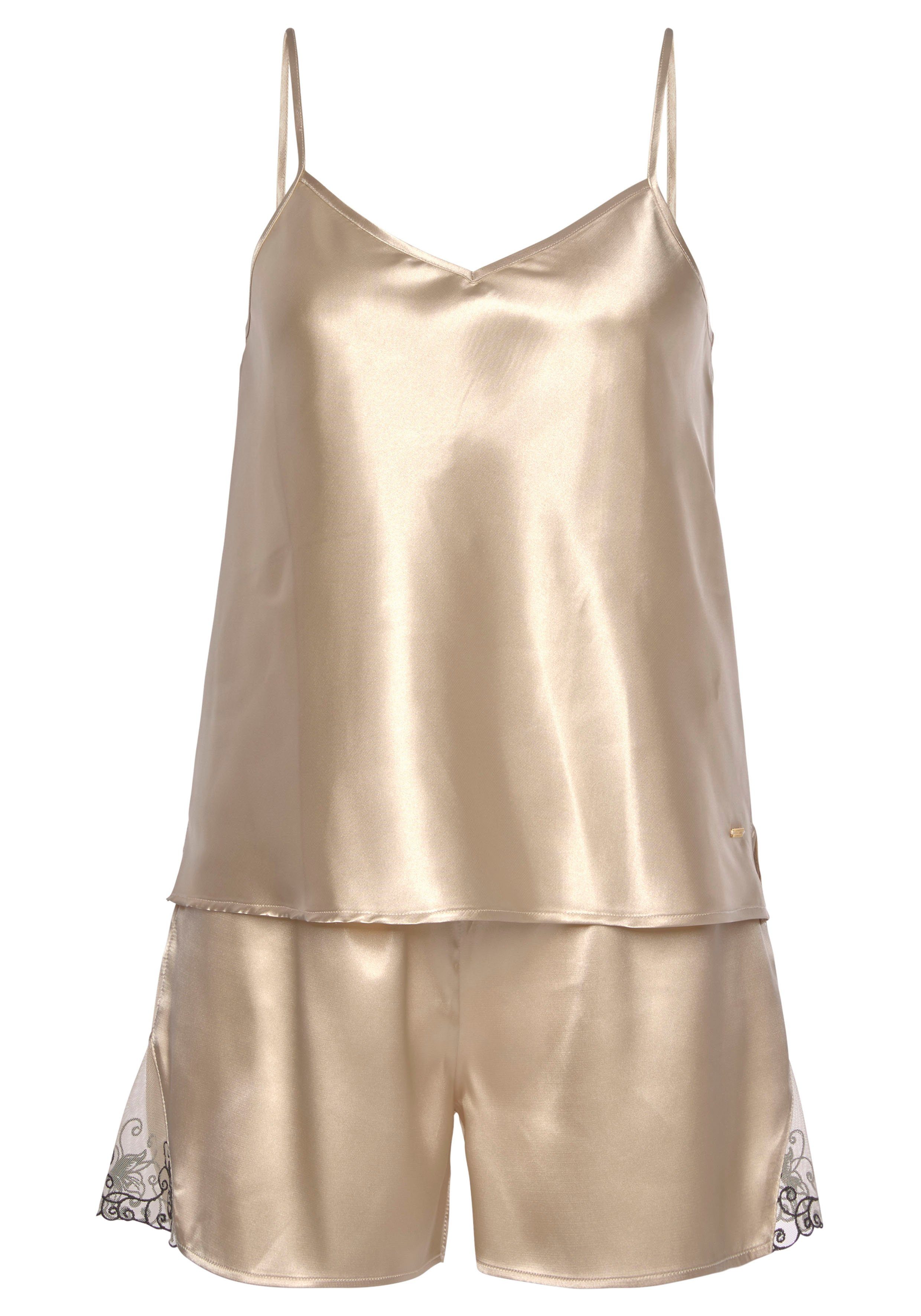 LASCANA Shorty (2 tlg., 1 Stück) mit Zierschleife und Spitzeneinsätzen günstig online kaufen