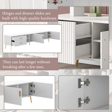 Odikalo TV-Board TV-Ständer Lowboard TV-Schrank TV-Konsolentisch Medienkonsole weiß