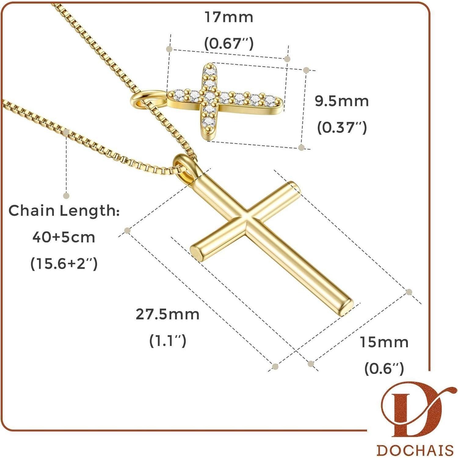 LuxusKollektion Kreuzkette Kreuz Kette Damen 14K Gold Vergoldet Silber Goldkette Geschenke