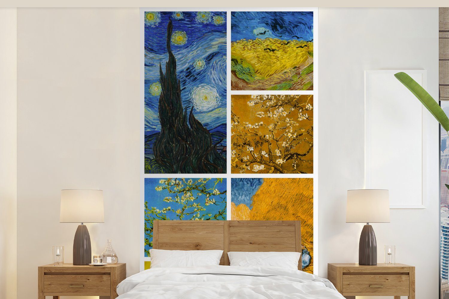 Schlafzimmer Fototapete für Gogh (2 - Alte MuchoWow Küche, bedruckt, Meister, Vliestapete Fototapete Wohnzimmer Van St), - Matt, Collage