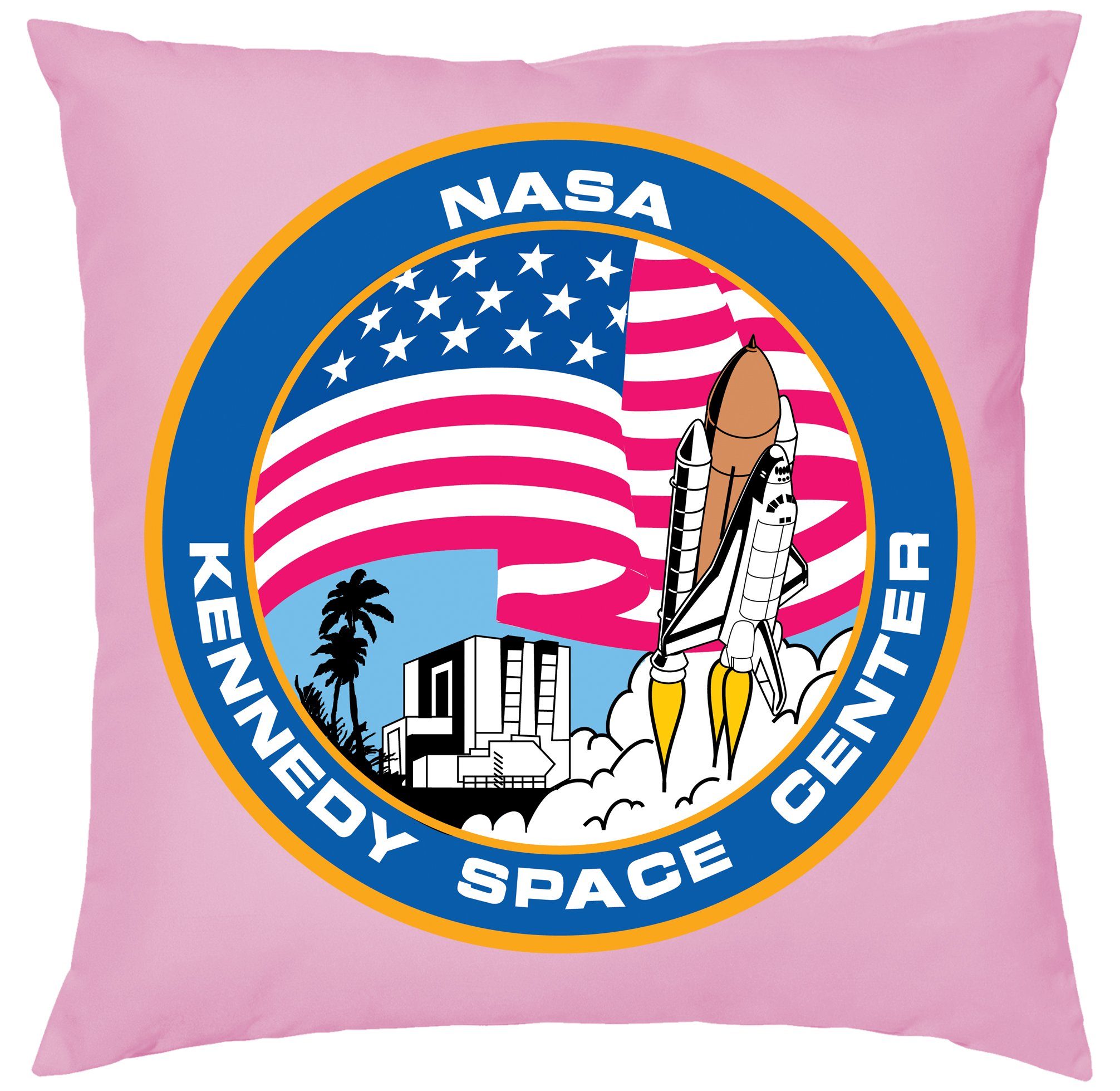 Blondie & Brownie Dekokissen NASA Kennedy Space Center Mission Elon Mars Mond, Kissen mit Füllung Rosa