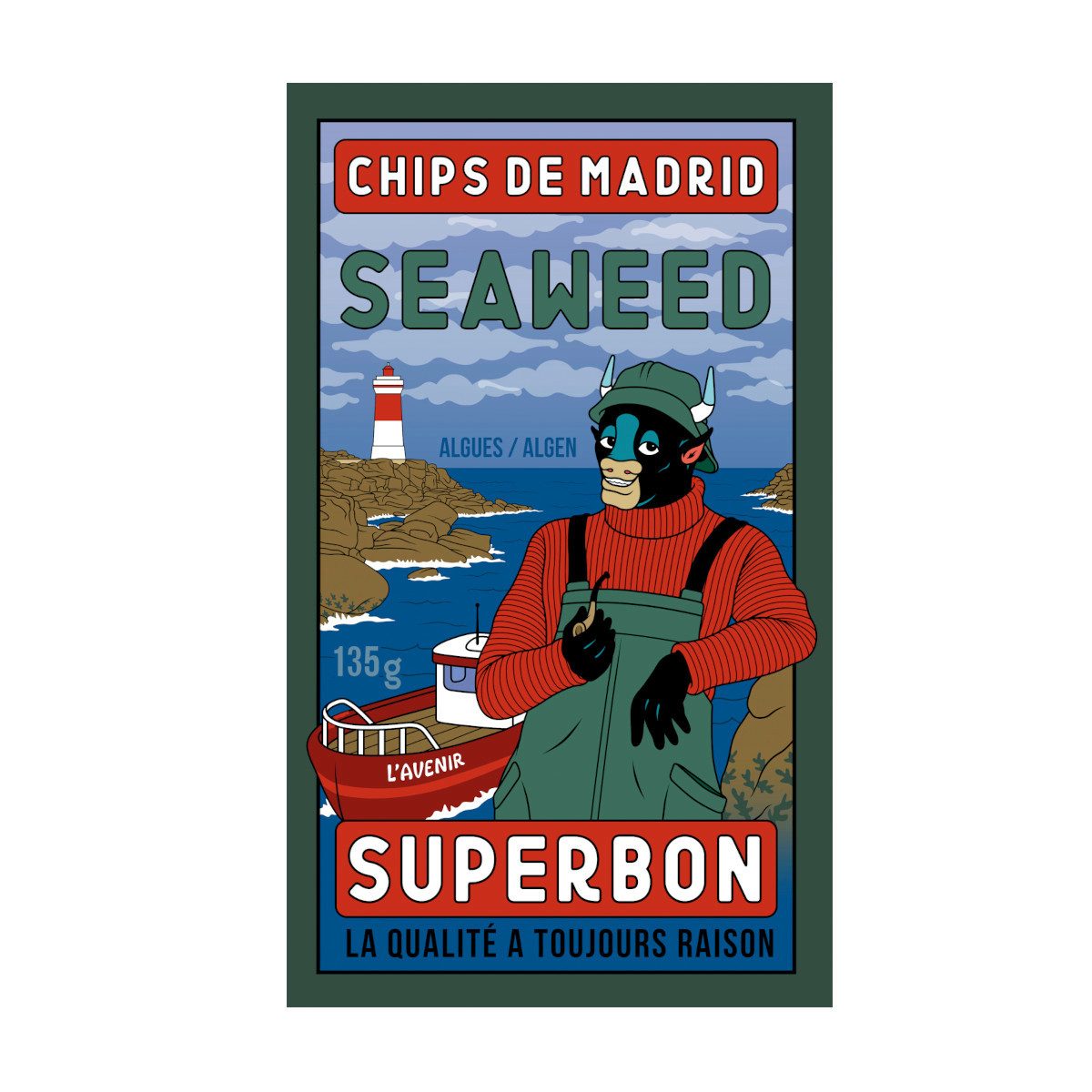 Superbon Knabberei, Superbon Chips Seaweed Kartoffelchips mit Algengeschmack Packung 125g
