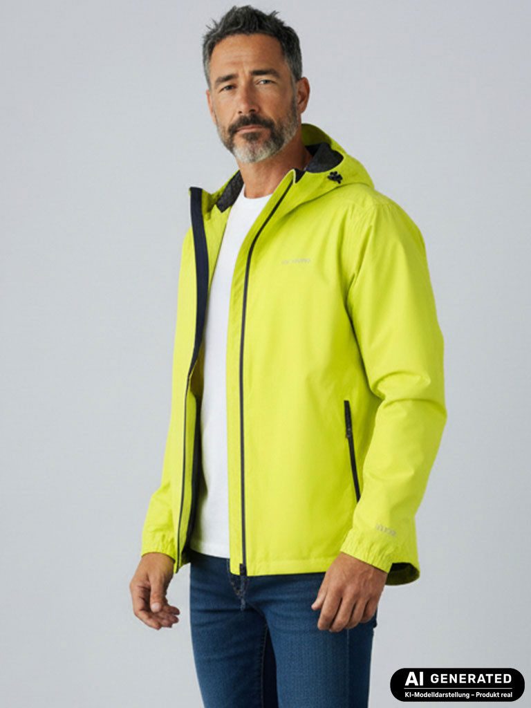 Dry Fashion Fahrradjacke Laboe Herren Funktionsjacke - Regenjacke Outdoor leicht & verstaubar Jacke Wasserdicht, Windicht, Atmungsaktiv, Kapuze mit Vorderschirm