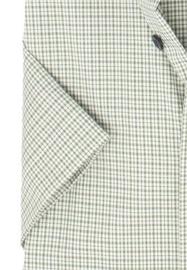 MARVELIS Kurzarmhemd Kurzarmhemd - Comfort Fit - Kariert - Olive Kontrastknöpfe