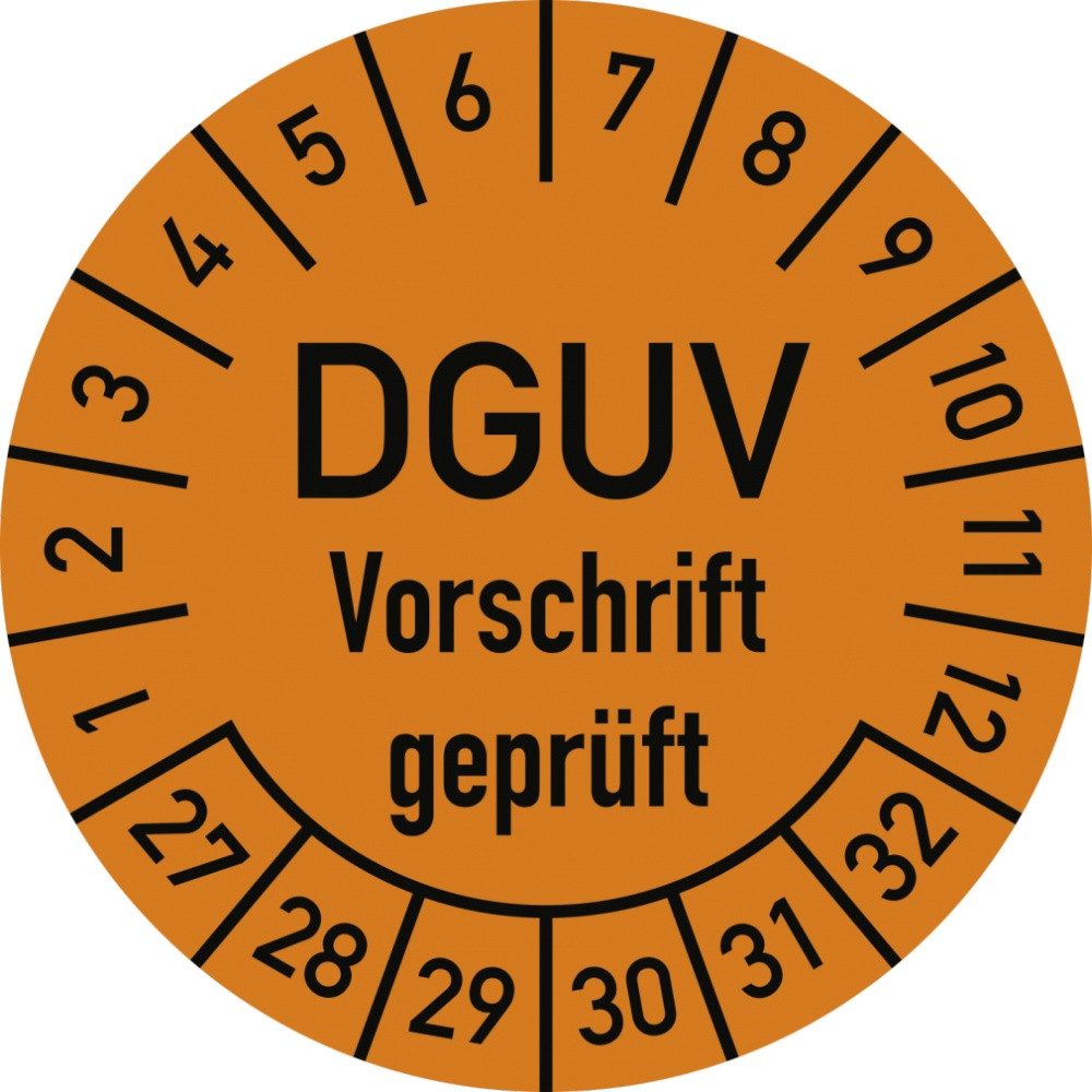 Hinweisschild Prüfplakette DGUV Vorschrift geprüft,2027-2032,Dokumentenfolie,Ø30 mm
